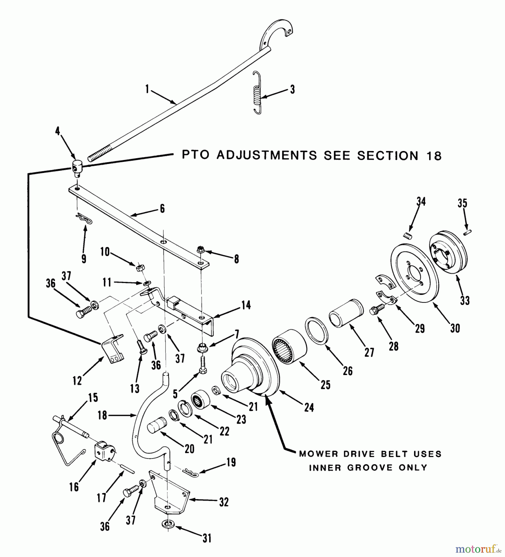 Toro Neu Mowers, Zero-Turn Z1-18KE02 (718-Z) - Toro 718-Z Tractor, 1987 PTO DRIVE