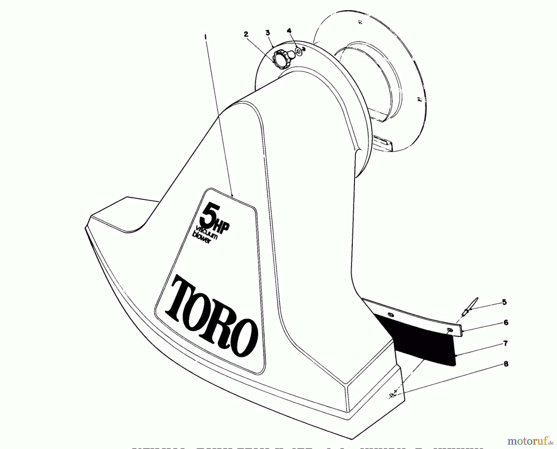 Toro Neu Blowers/Vacuums/Chippers/Shredders 62923 - Toro 5 hp Lawn Vacuum, 1986 (6000001-6999999) SNOUT ASSEMBLY (MODELS 62912 & 62923)