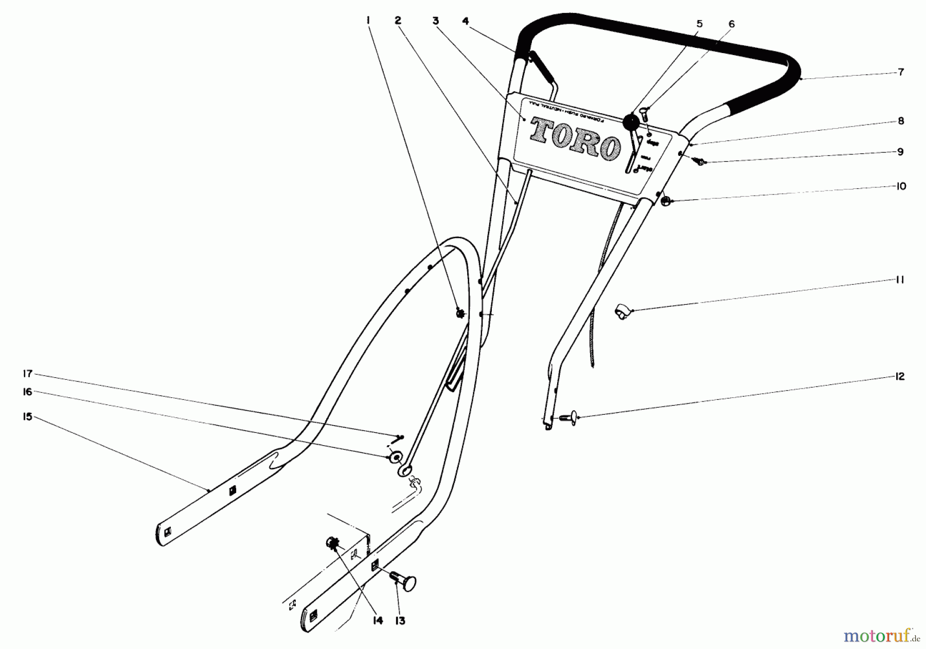  Toro Neu Snow Blowers/Snow Throwers Seite 1 31302 - Toro Snowhound, 1972 (2000001-2999999) HANDLE ASSEMBLY