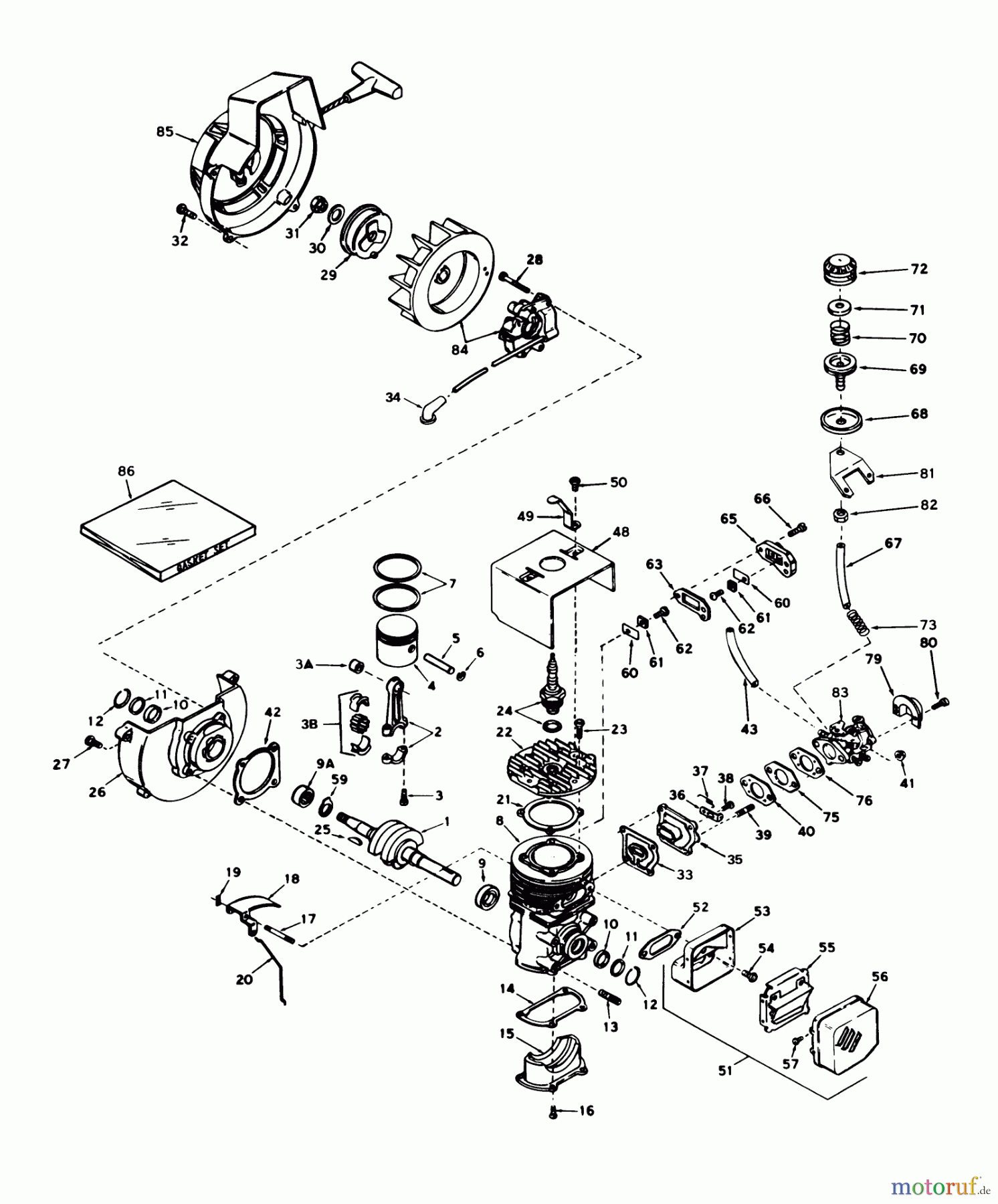  Toro Neu Snow Blowers/Snow Throwers Seite 1 31405 - Toro Snow Pup, 1977 (7000001-7999999) ENGINE TECUMSEH MODEL NO. AH520 TYPE 1401J