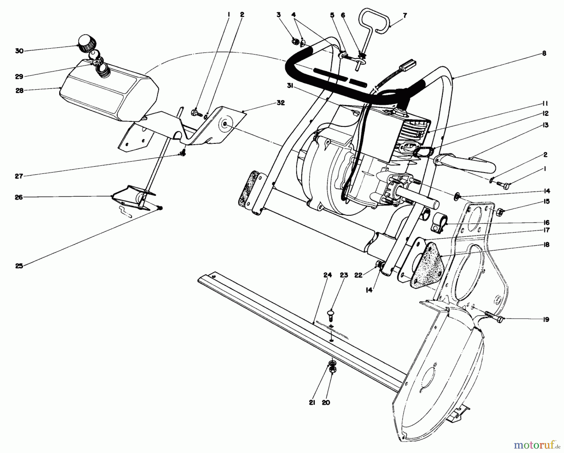  Toro Neu Snow Blowers/Snow Throwers Seite 1 31505 - Toro Snowmaster, 1975 (5000001-5999999) ENGINE ASSEMBLY