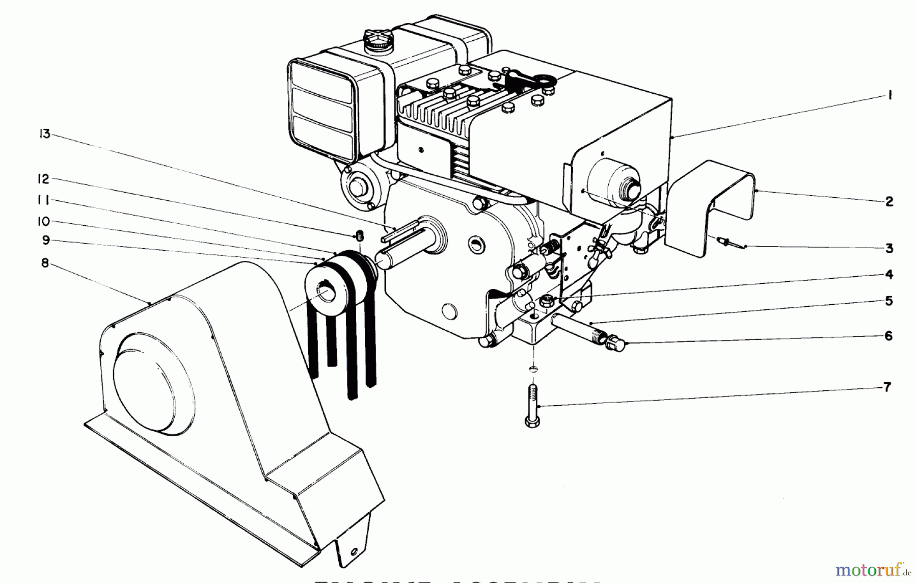  Toro Neu Snow Blowers/Snow Throwers Seite 1 31655 (732) - Toro 732 Snowthrower, 1970 (0000001-0999999) ENGINE ASSEMBLY