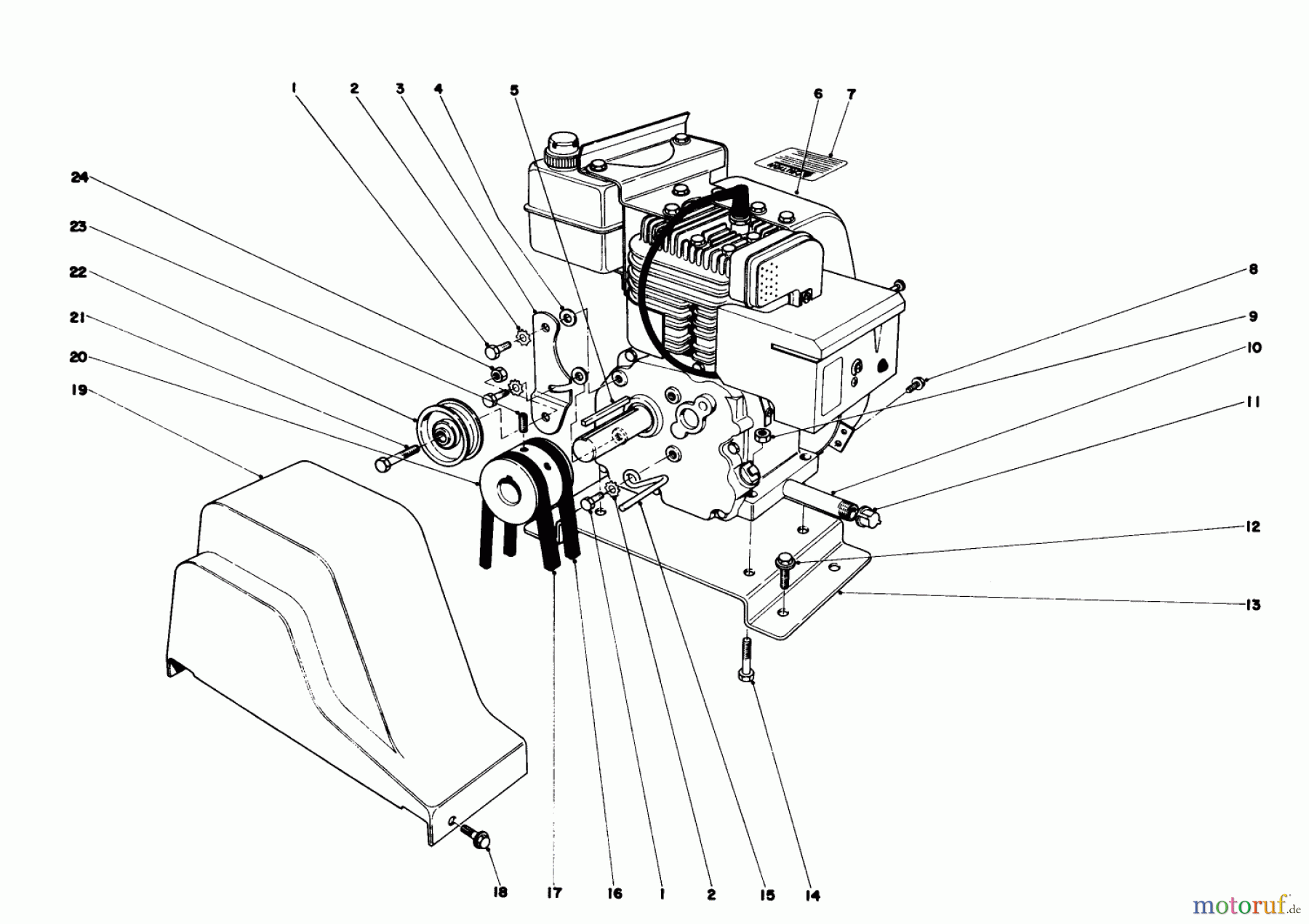  Toro Neu Snow Blowers/Snow Throwers Seite 1 31625 (524) - Toro 524 Snowthrower, 1977 (7000001-7999999) ENGINE ASSEMBLY (MODEL NO. 31625)