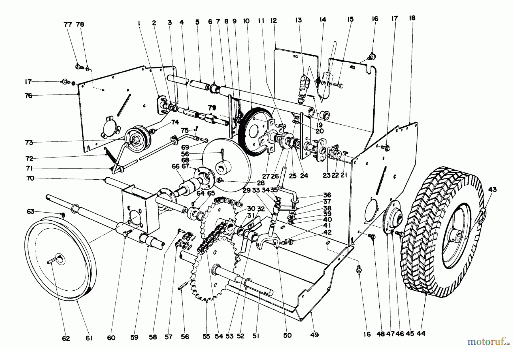  Toro Neu Snow Blowers/Snow Throwers Seite 1 31626 (526) - Toro 526 Snowthrower, 1971 (1000001-1999999) TRACTION ASSEMBLY