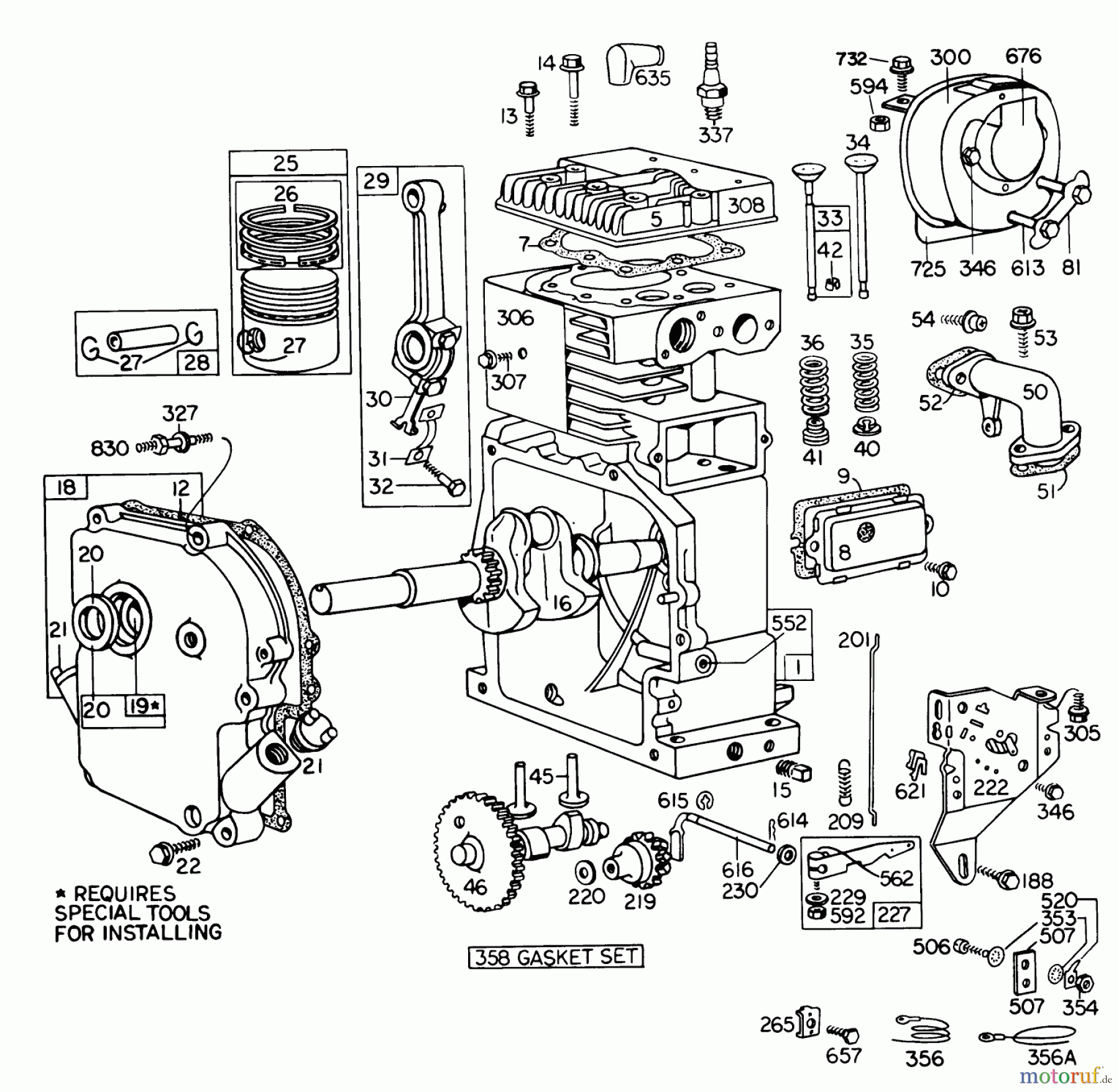  Toro Neu Snow Blowers/Snow Throwers Seite 1 31823 (832) - Toro 832 Snowthrower, 1976 (6000001-6999999) ENGINE MODEL NO. 190402 TYPE 0755-01 BRIGGS & STRATTON
