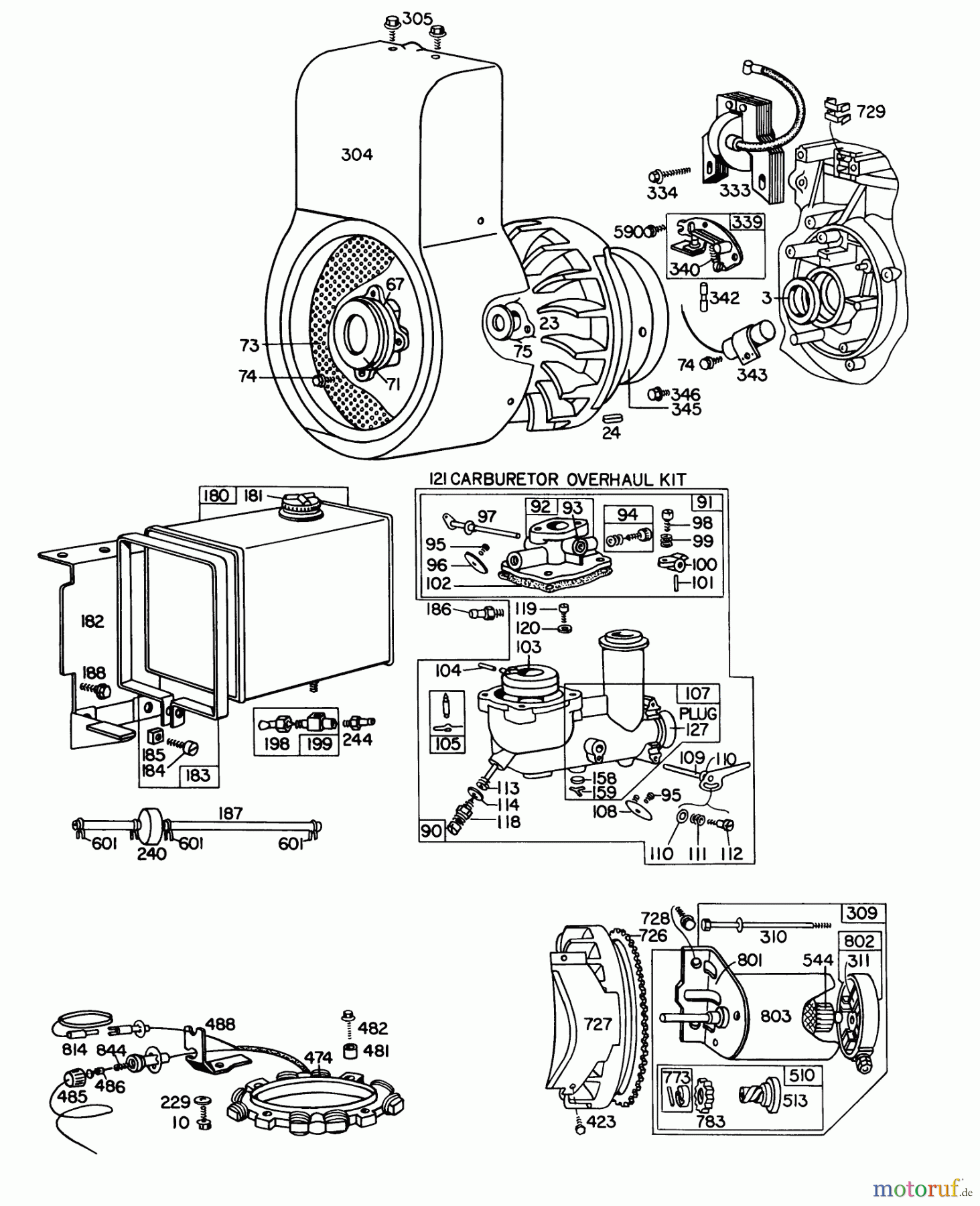  Toro Neu Snow Blowers/Snow Throwers Seite 1 31995 (1032) - Toro 1032 Snowthrower, 1976 (6000001-6999999) ENGINE BRIGGS & STRATTON MODEL NO. 251417 TYPE NO. 0140-01 #2