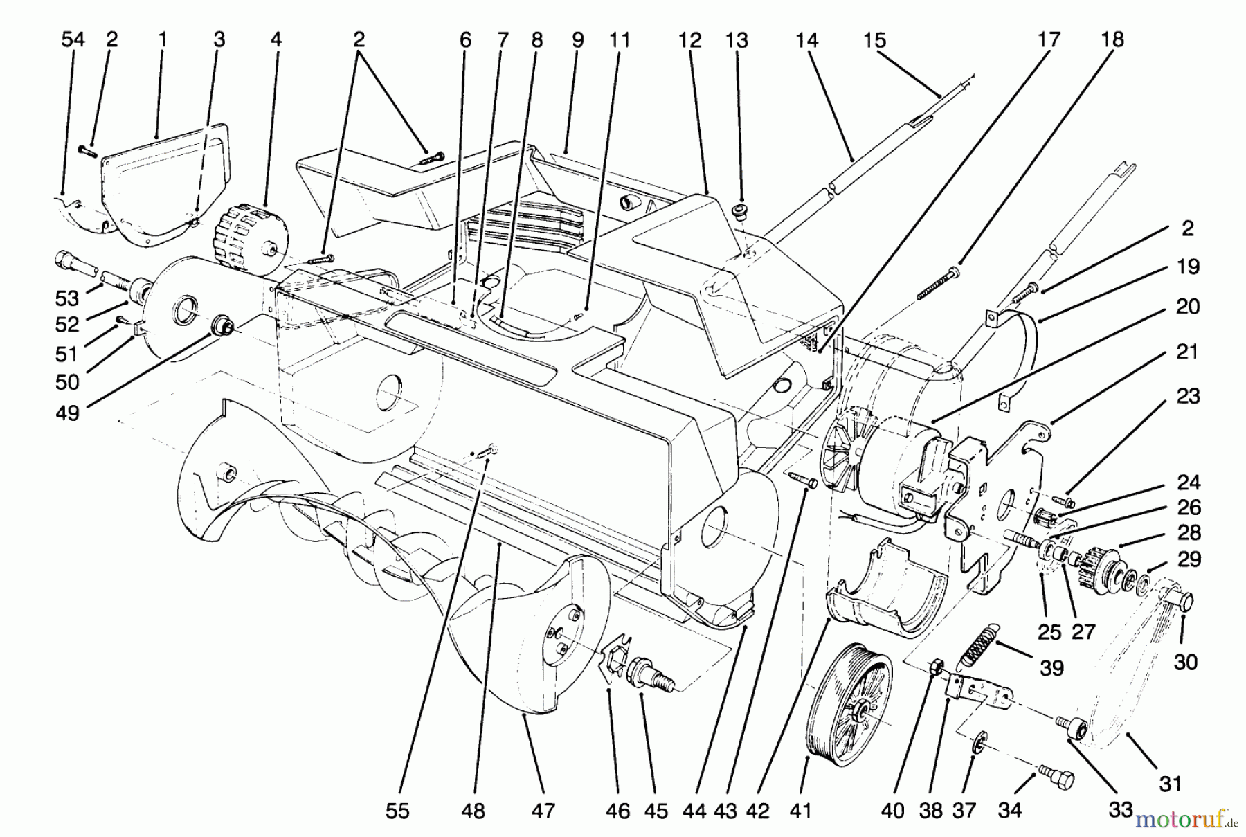  Toro Neu Snow Blowers/Snow Throwers Seite 1 38025 (1800) - Toro 1800 Power Curve Snowthrower, 1995 (59000001-59999999) HOUSING & ROTOR ASSEMBLY