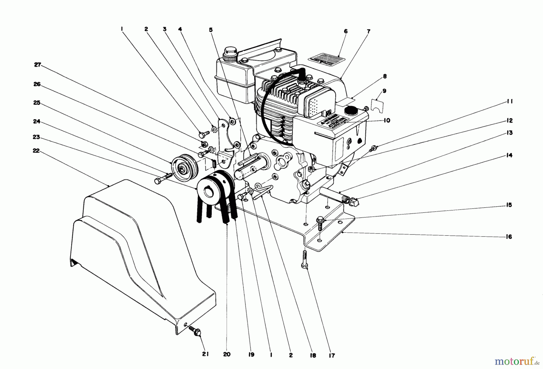  Toro Neu Snow Blowers/Snow Throwers Seite 1 38040 (524) - Toro 524 Snowthrower, 1980 (0000001-0999999) ENGINE ASSEMBLY (MODEL NO. 38040)