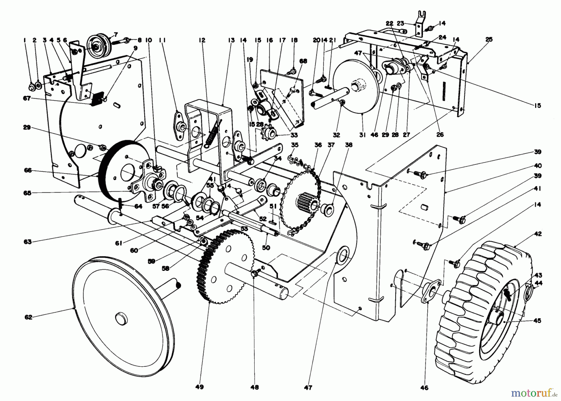  Toro Neu Snow Blowers/Snow Throwers Seite 1 38045 (524) - Toro 524 Snowthrower, 1980 (0000001-0999999) TRACTION ASSEMBLY