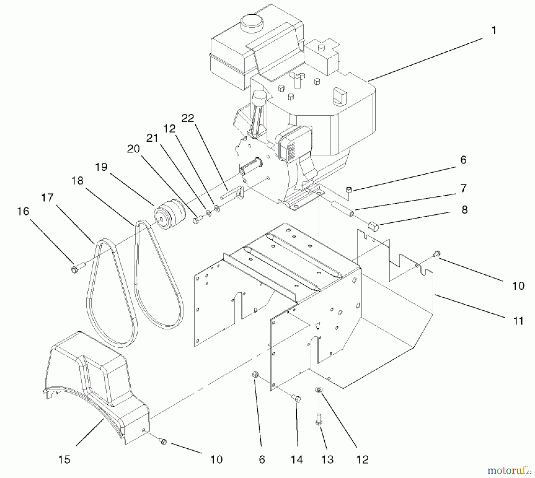  Toro Neu Snow Blowers/Snow Throwers Seite 1 38051 (522) - Toro 522 Snowthrower, 2001 (210000001-210999999) ENGINE ASSEMBLY