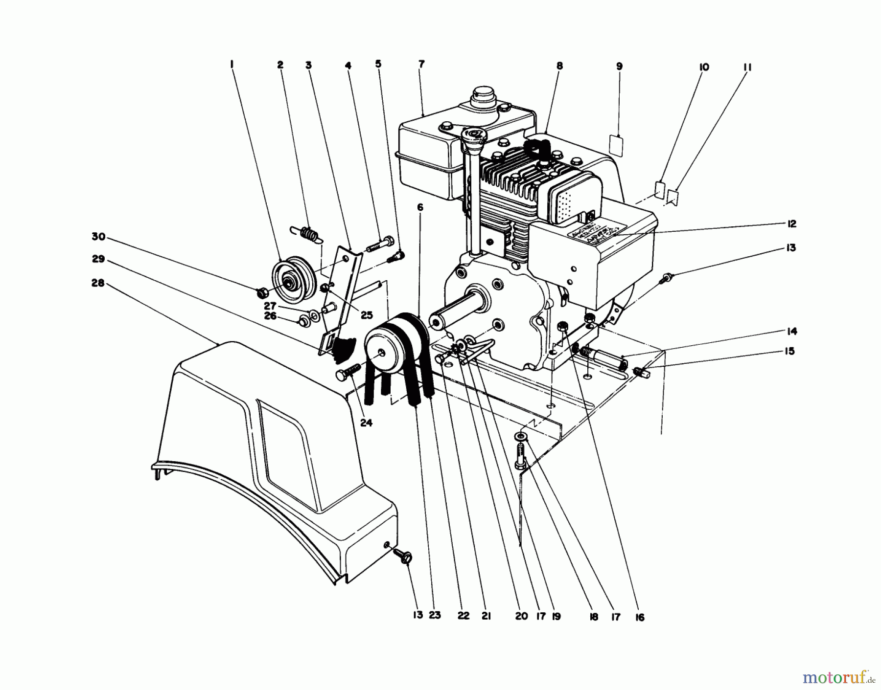  Toro Neu Snow Blowers/Snow Throwers Seite 1 38052 (521) - Toro 521 Snowthrower, 1985 (5000001-5999999) ENGINE ASSEMBLY