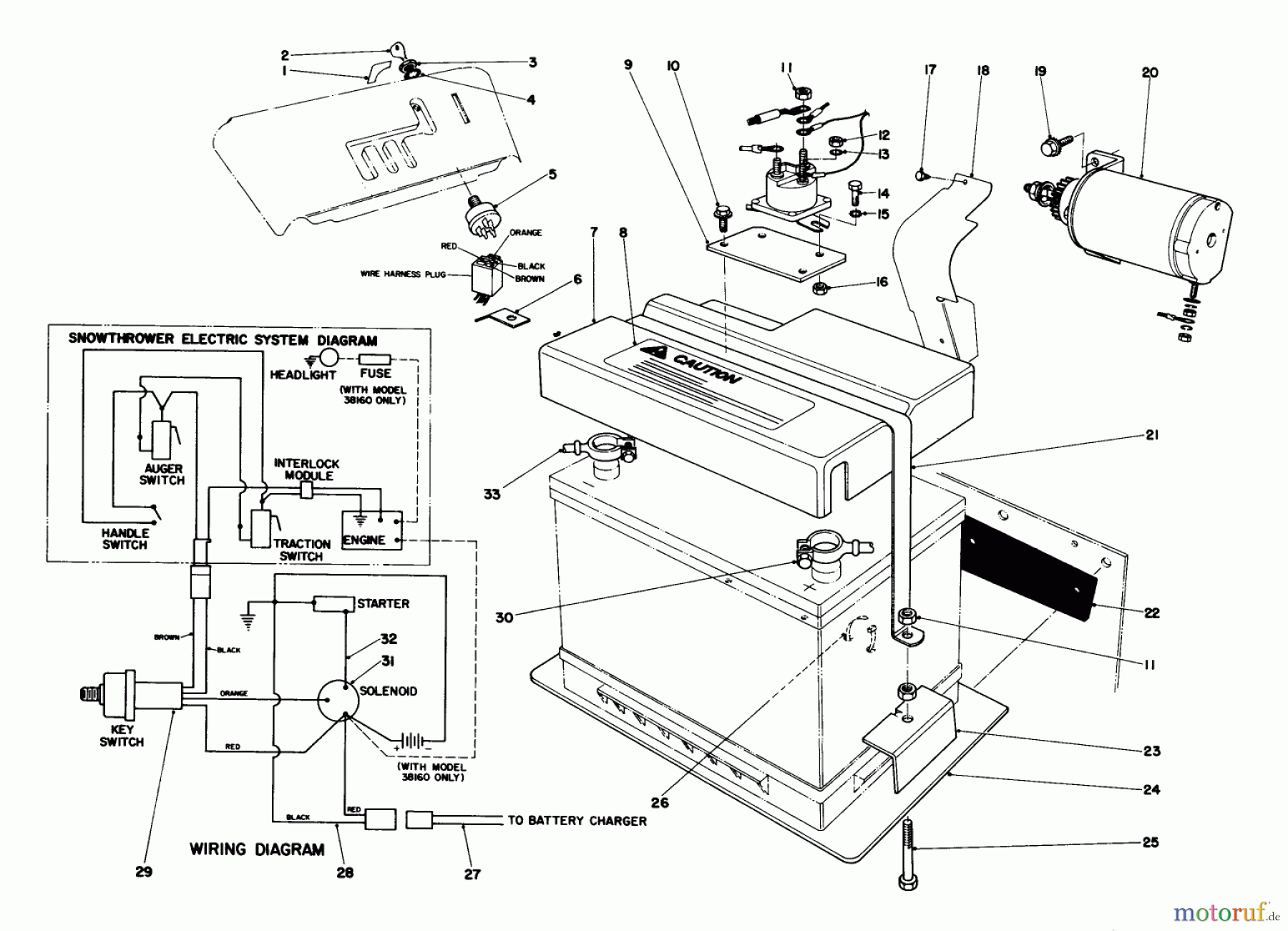  Toro Neu Snow Blowers/Snow Throwers Seite 1 38095 (1132) - Toro 1132 Snowthrower, 1986 (6000001-6999999) 12 VOLT STARTING MOTOR KIT 42-4370 (OPTIONAL)