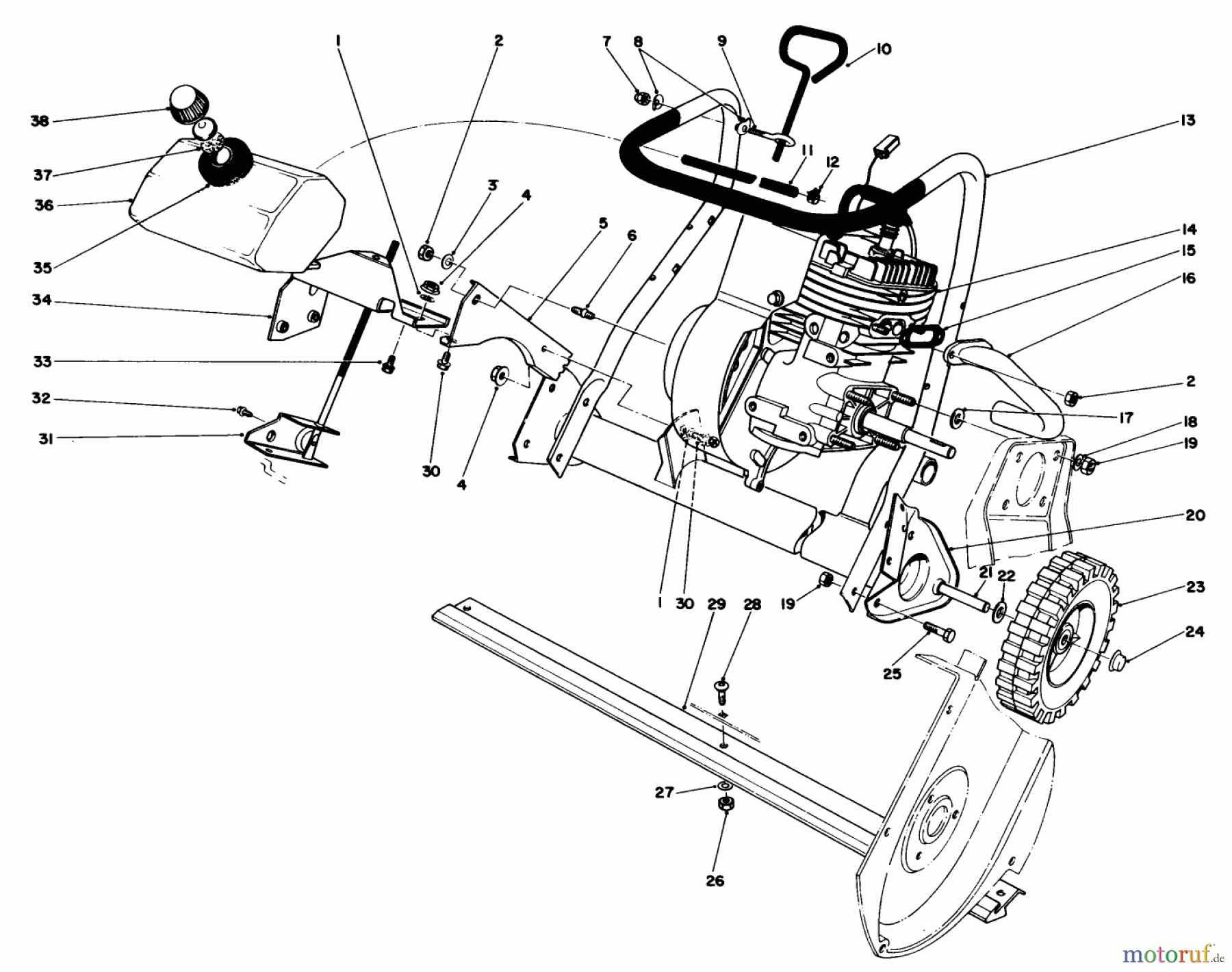  Toro Neu Snow Blowers/Snow Throwers Seite 1 38115C (CR-20R) - Toro CR-20 Snowthrower, 1988 (8000001-8999999) ENGINE ASSEMBLY (MODEL NO.38110C)