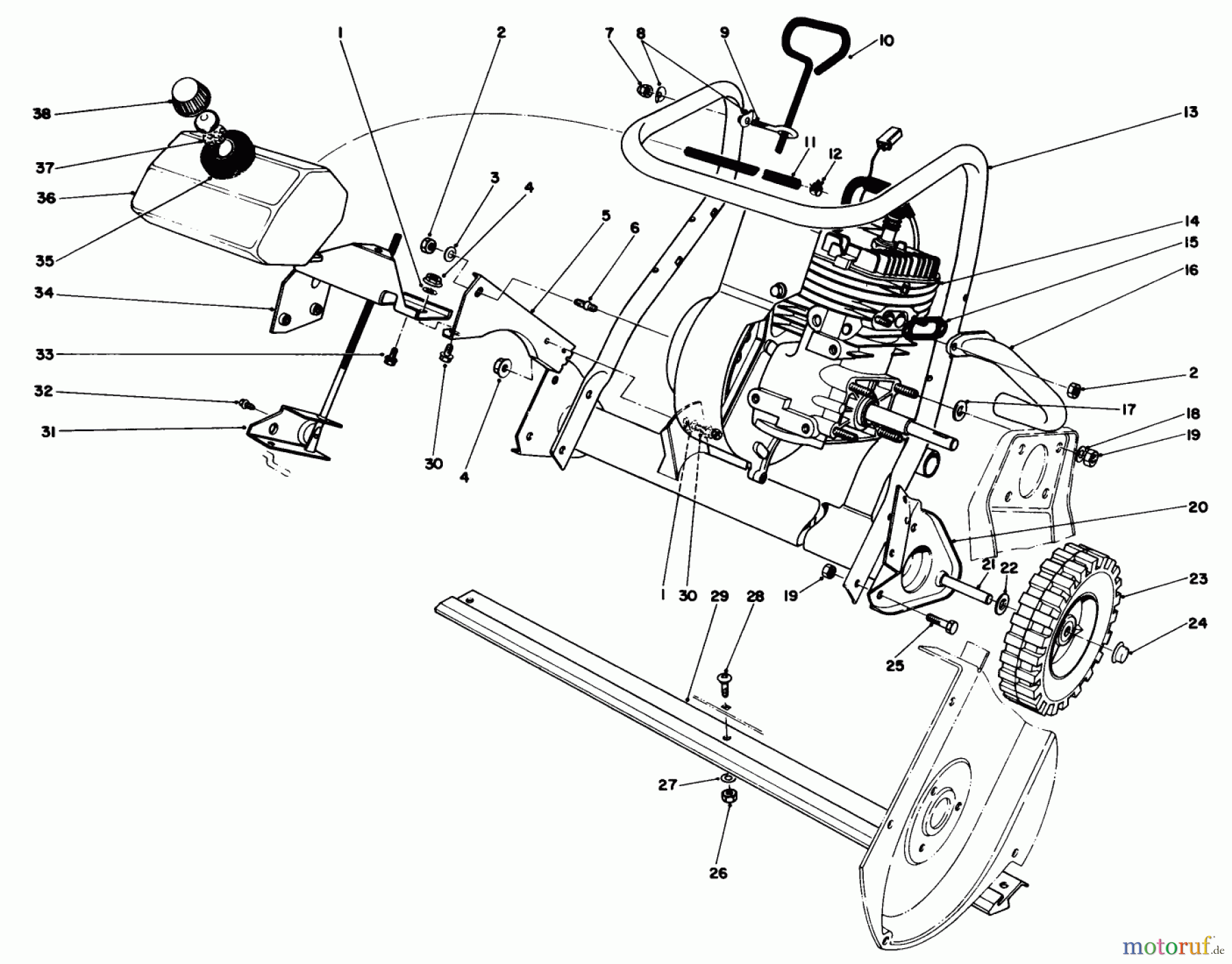  Toro Neu Snow Blowers/Snow Throwers Seite 1 38110C (CR-20R) - Toro CR-20R Snowthrower, 1990 (0000001-0999999) ENGINE ASSEMBLY (MODEL NO. 38110C)