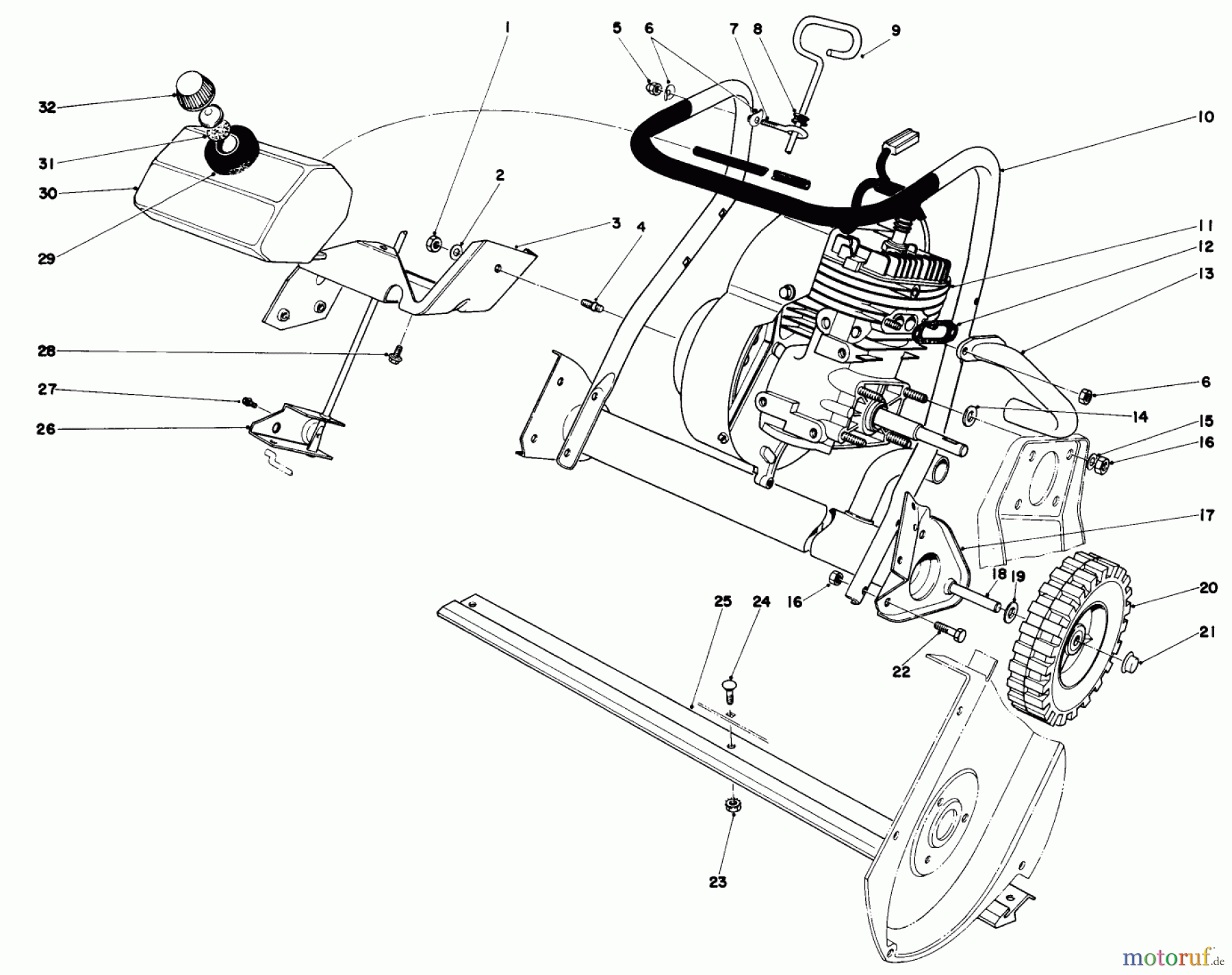  Toro Neu Snow Blowers/Snow Throwers Seite 1 38130 (S-200) - Toro S-200 Snowthrower, 1980 (0000001-0015000) ENGINE ASSEMBLY (MODEL 38120)