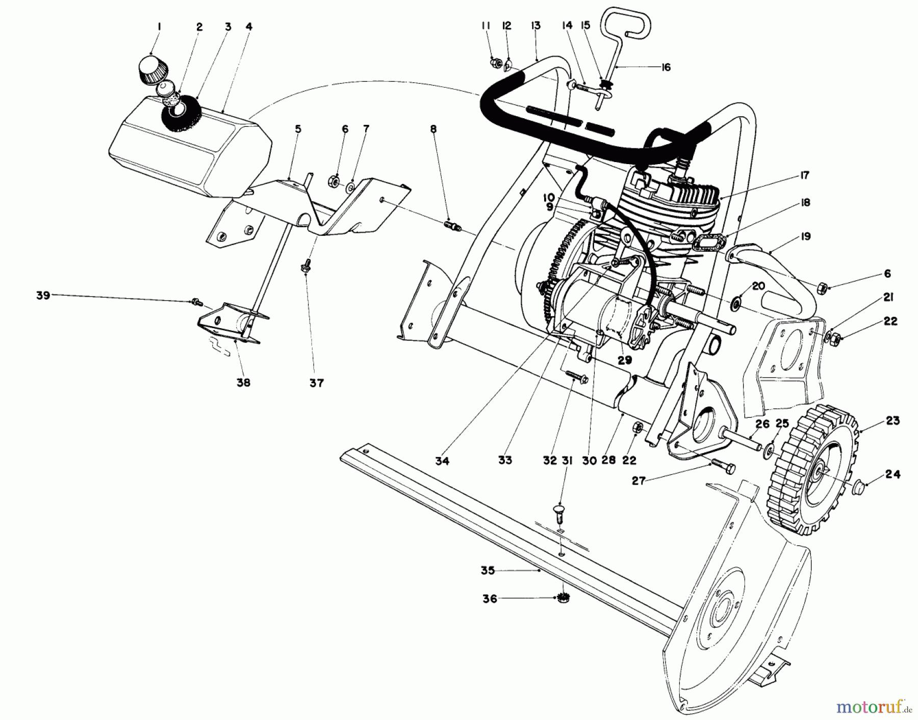  Toro Neu Snow Blowers/Snow Throwers Seite 1 38120 (S-200) - Toro S-200 Snowthrower, 1980 (0100000-0499999) ENGINE ASSEMBLY (MODEL 38130)
