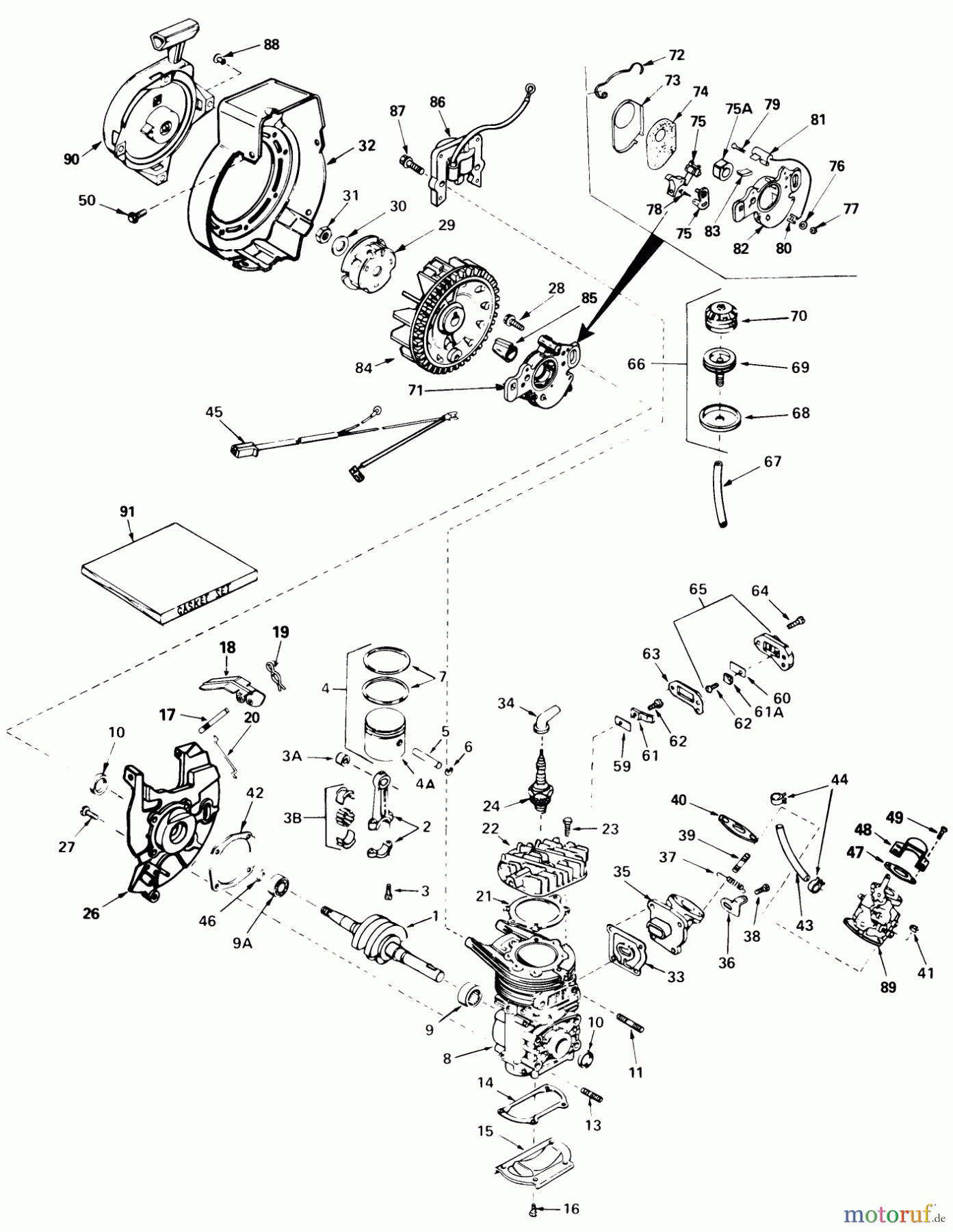  Toro Neu Snow Blowers/Snow Throwers Seite 1 38130 (S-200) - Toro S-200 Snowthrower, 1980 (0500000-0999999) ENGINE ASSEMBLY ENGINE TECUMSEH MODEL NO. AH520 TYPE 1602 UNIT MODEL 38120 (USED ON UNITS WITH SERIAL NO. 0500000 & UP)