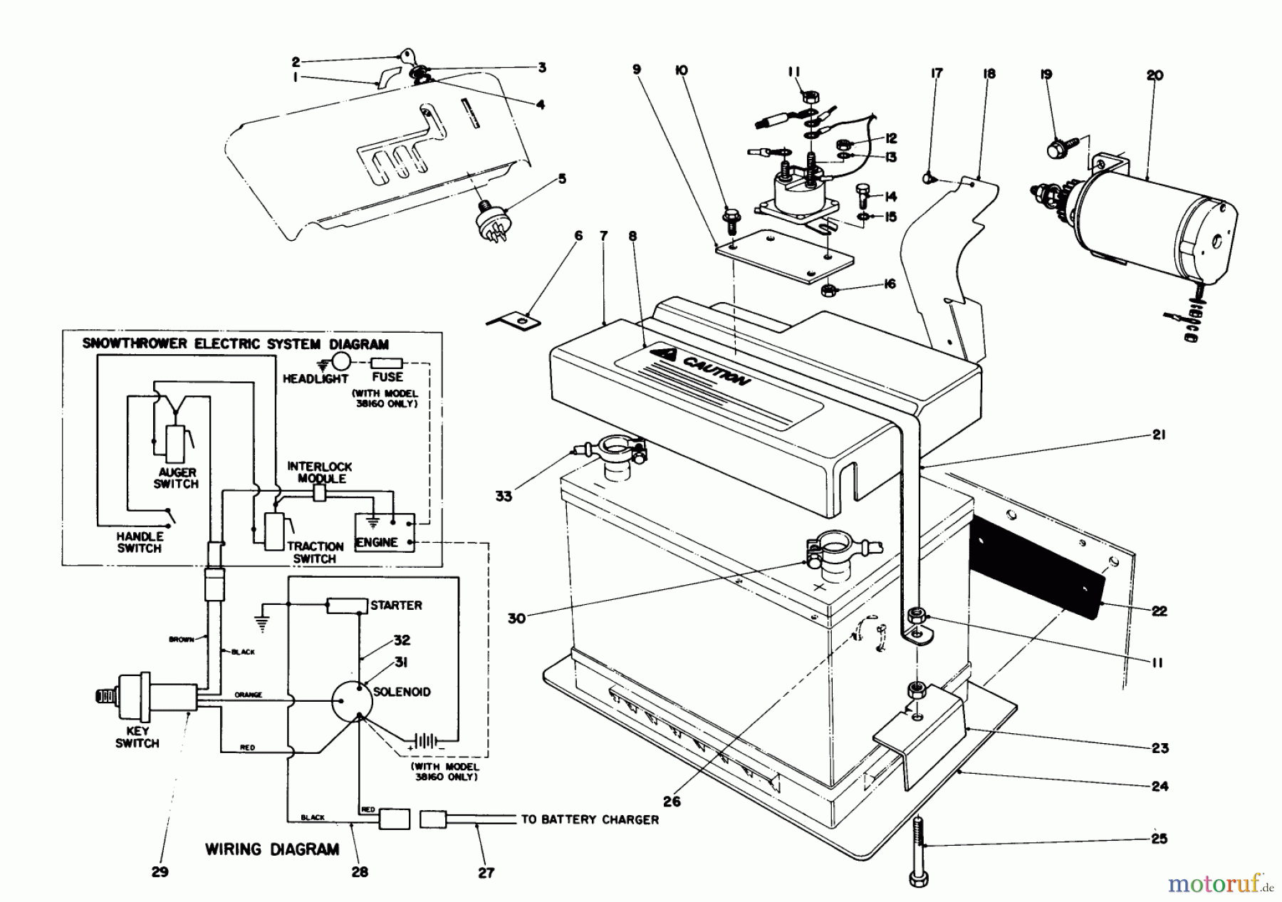  Toro Neu Snow Blowers/Snow Throwers Seite 1 38150 (826) - Toro 826 Snowthrower, 1983 (3000001-3999999) 12 VOLT STARTING MOTOR KIT 42-3370 (OPTIONAL)