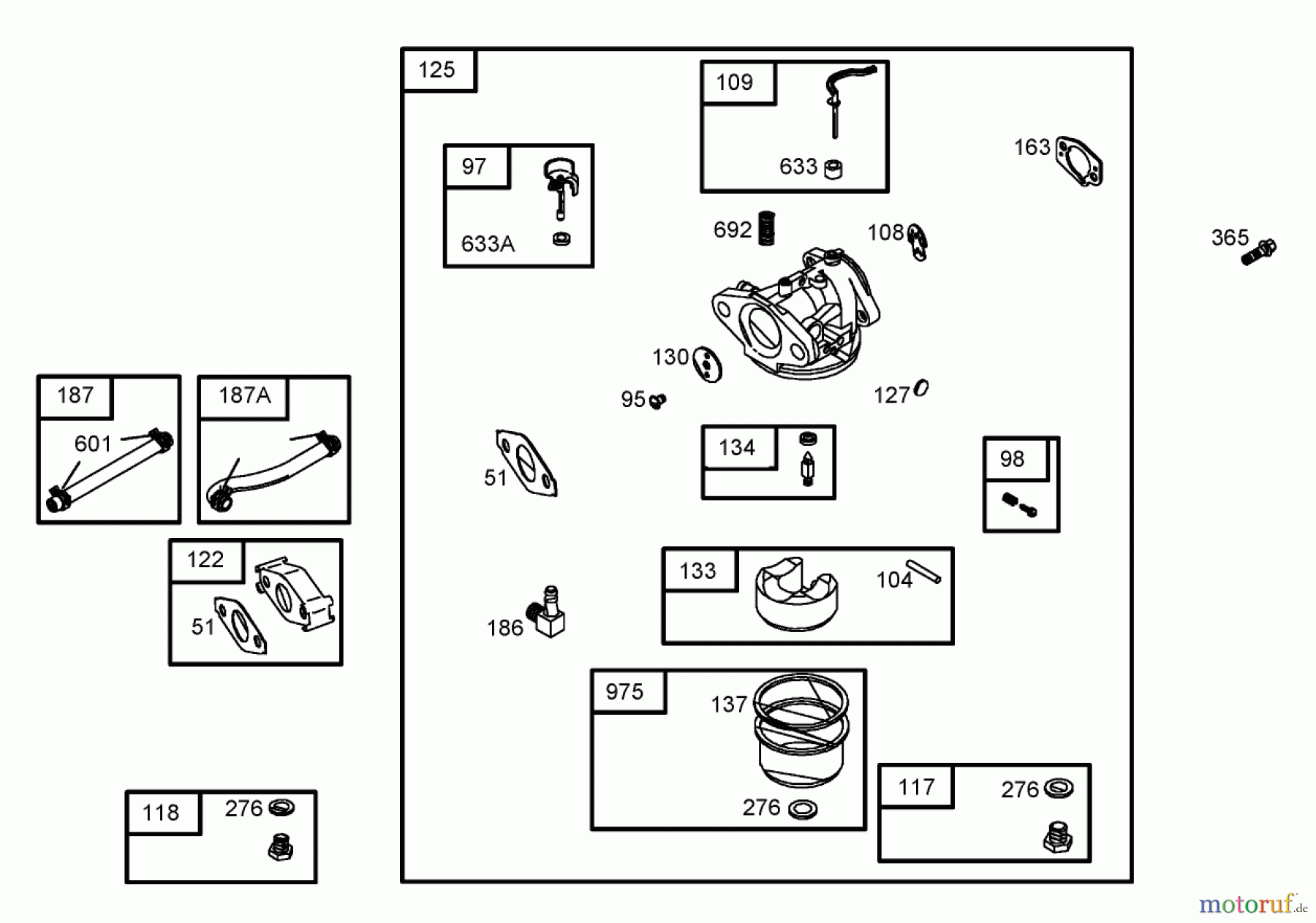  Toro Neu Blowers/Vacuums/Chippers/Shredders 62925 - Toro 206cc OHV Vacuum Blower, 2005 (250000001-250999999) CARBURETOR ASSEMBLY BRIGGS AND STRATTON 126302-0245-E1