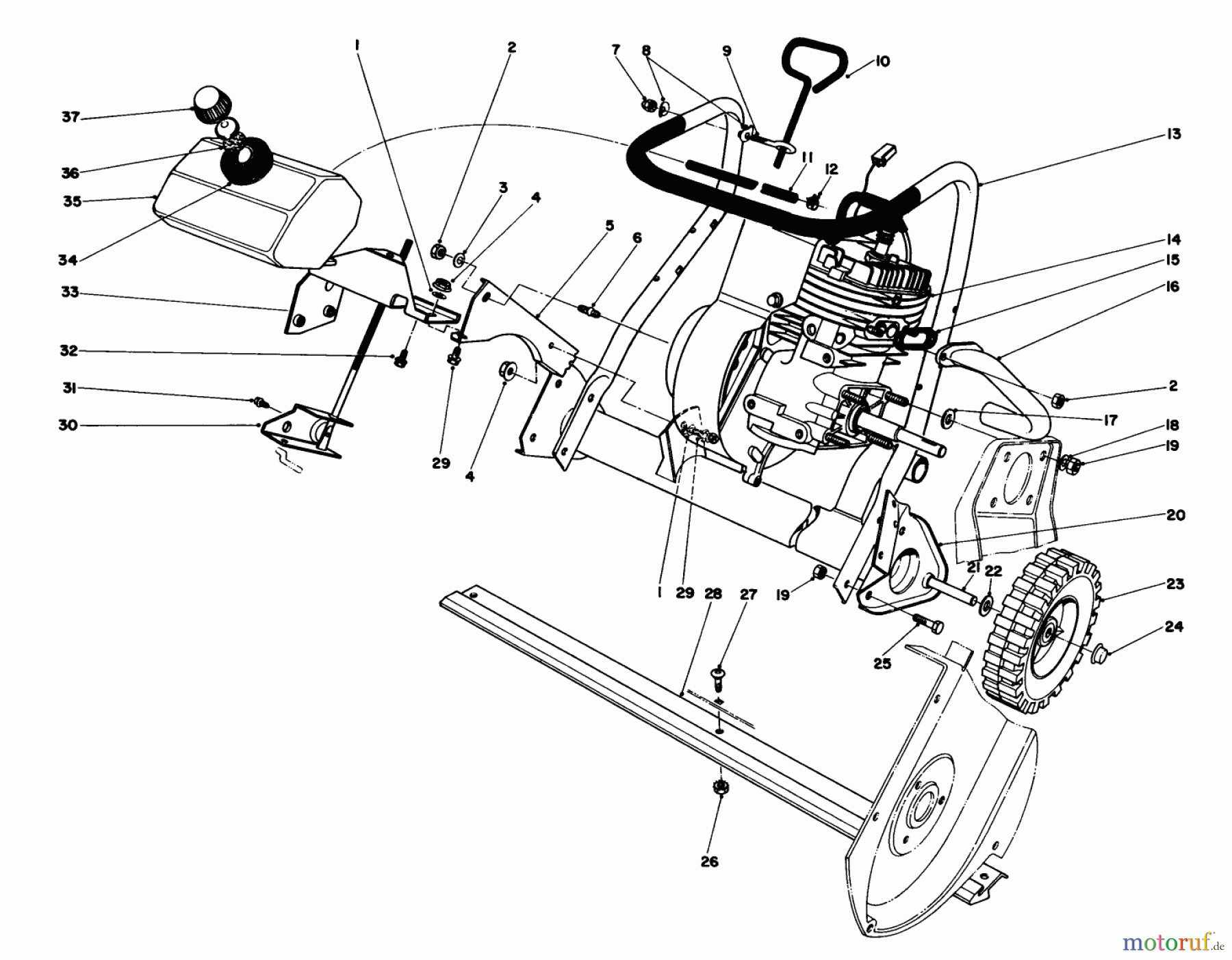  Toro Neu Snow Blowers/Snow Throwers Seite 1 38165 (S-620) - Toro S-620 Snowthrower, 1986 (6000001-6999999) ENGINE ASSEMBLY