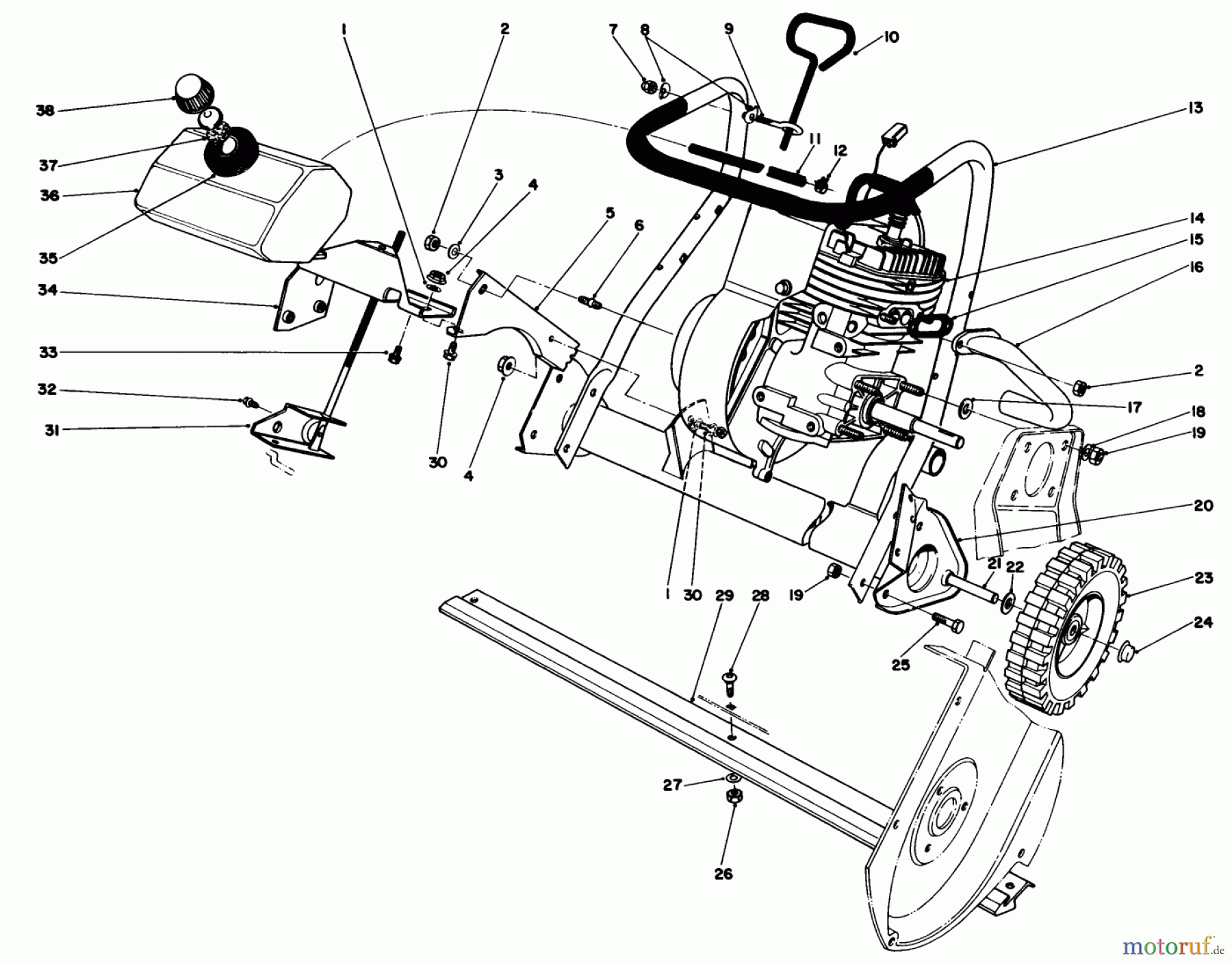  Toro Neu Snow Blowers/Snow Throwers Seite 1 38165 (S-620) - Toro S-620 Snowthrower, 1988 (8000001-8999999) ENGINE ASSEMBLY