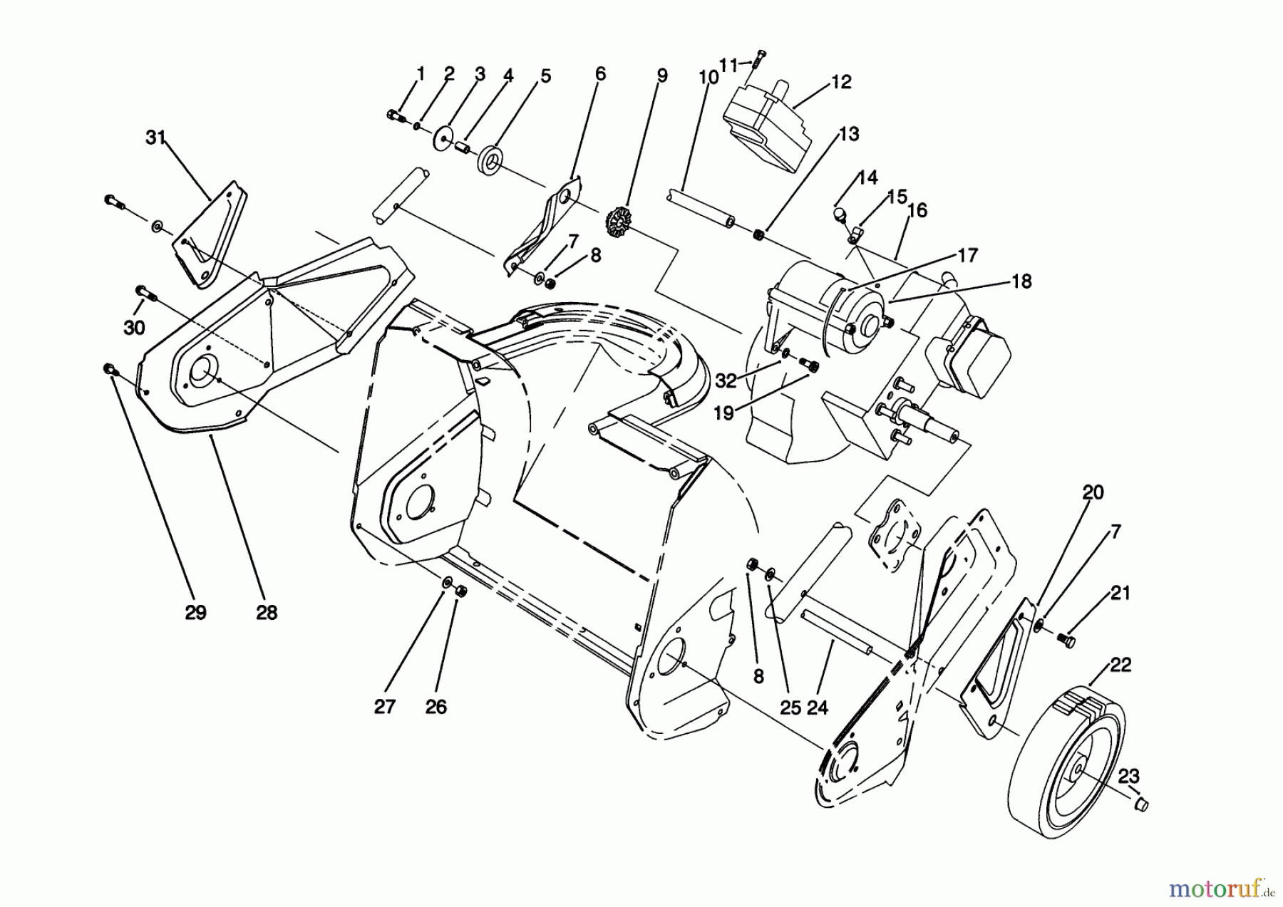  Toro Neu Snow Blowers/Snow Throwers Seite 1 38170 - Toro CCR Powerlite Snowthrower, 1991 (1000001-1999999) ENGINE & WHEEL ASSEMBLY