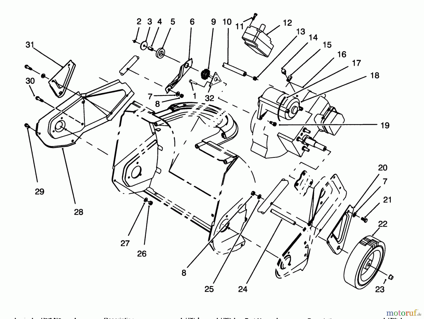  Toro Neu Snow Blowers/Snow Throwers Seite 1 38176 - Toro CCR Powerlite Snowthrower, 1994 (4900001-4999999) ENGINE & WHEEL ASSEMBLY