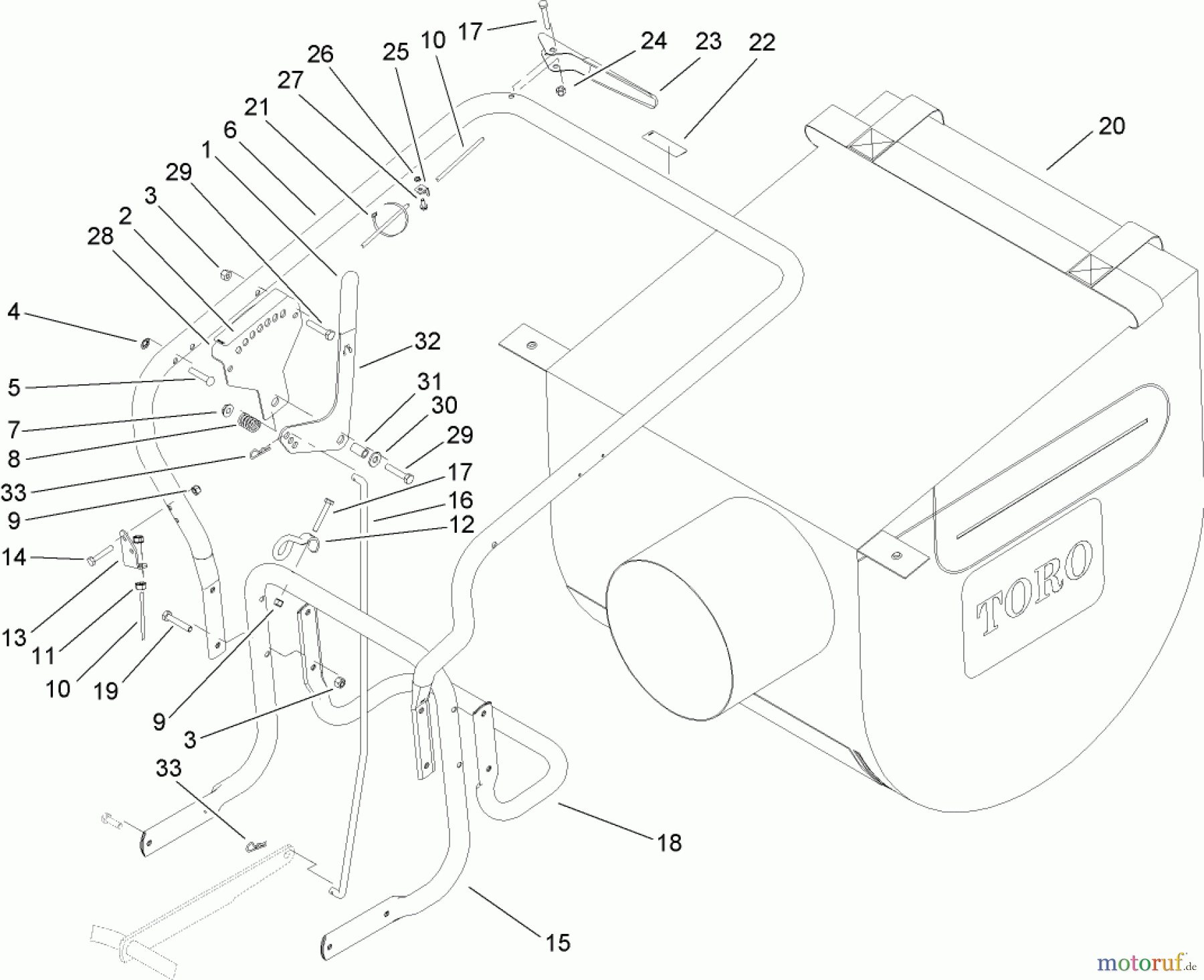  Toro Neu Blowers/Vacuums/Chippers/Shredders 62925 - Toro 206cc OHV Vacuum Blower, 2007 (270000001-270999999) HANDLE AND VACUUM BAG ASSEMBLY