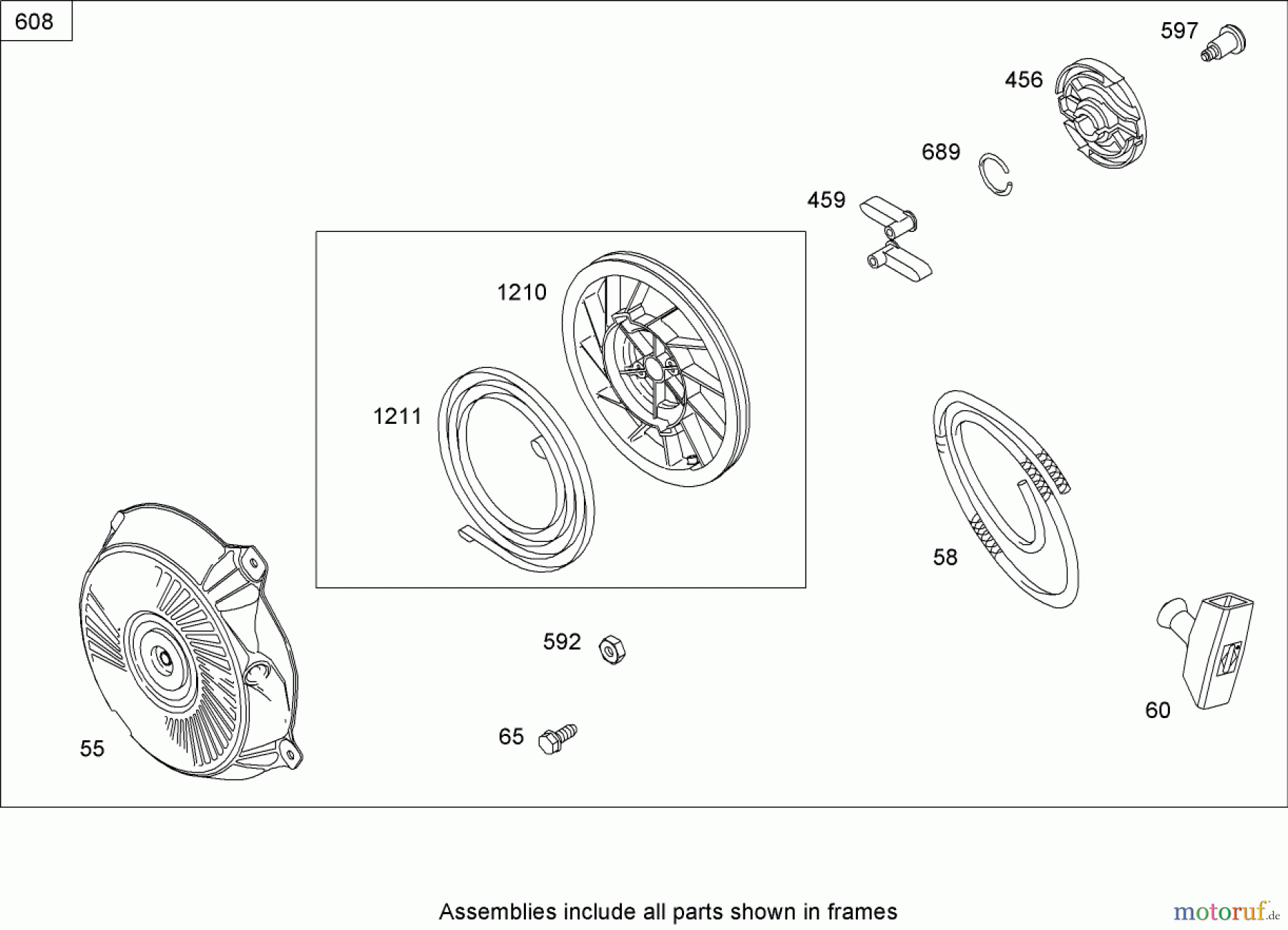  Toro Neu Blowers/Vacuums/Chippers/Shredders 62925 - Toro 206cc OHV Vacuum Blower, 2007 (270000001-270999999) STARTER ASSEMBLY BRIGGS AND STRATTON 126302-0210-B1