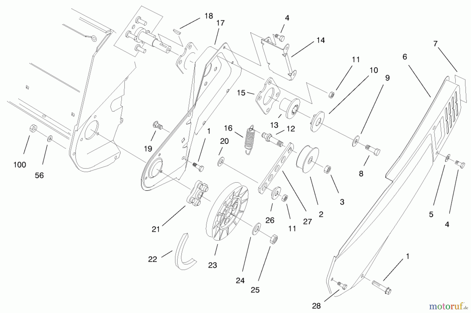  Toro Neu Snow Blowers/Snow Throwers Seite 1 38175 - Toro CCR Powerlite Snowthrower, 1997 (7900001-7999999) PULLEY & BELT COVER ASSEMBLY