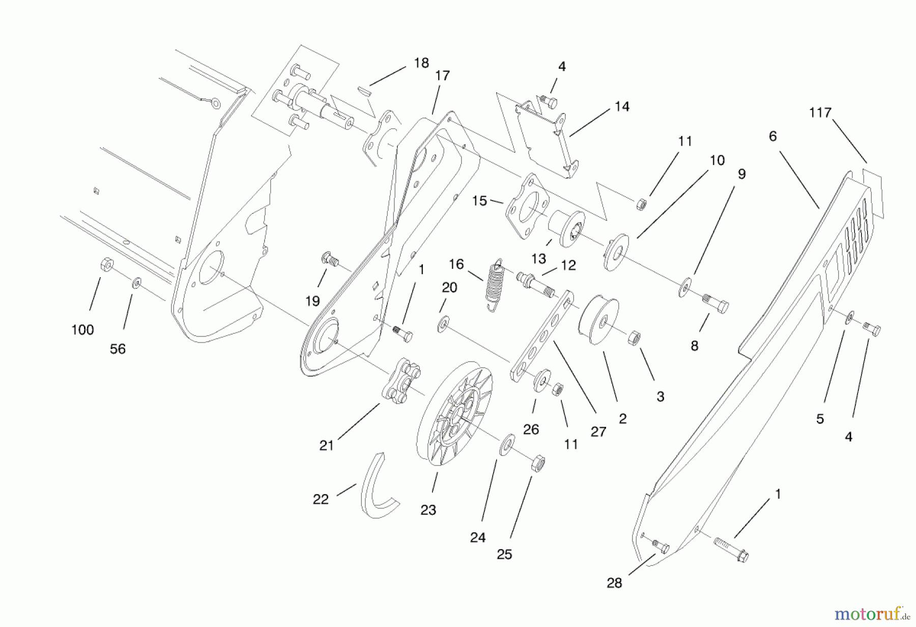  Toro Neu Snow Blowers/Snow Throwers Seite 1 38176 - Toro CCR Powerlite Snowthrower, 1998 (8900001-8999999) PULLEY & BELT COVER ASSEMBLY