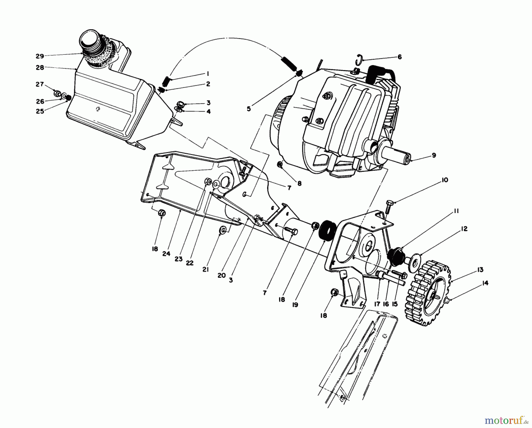  Toro Neu Snow Blowers/Snow Throwers Seite 1 38180 - Toro CCR 2000 Snowthrower, 1986 (6000001-6999999) ENGINE & MAIN FRAME ASSEMBLY
