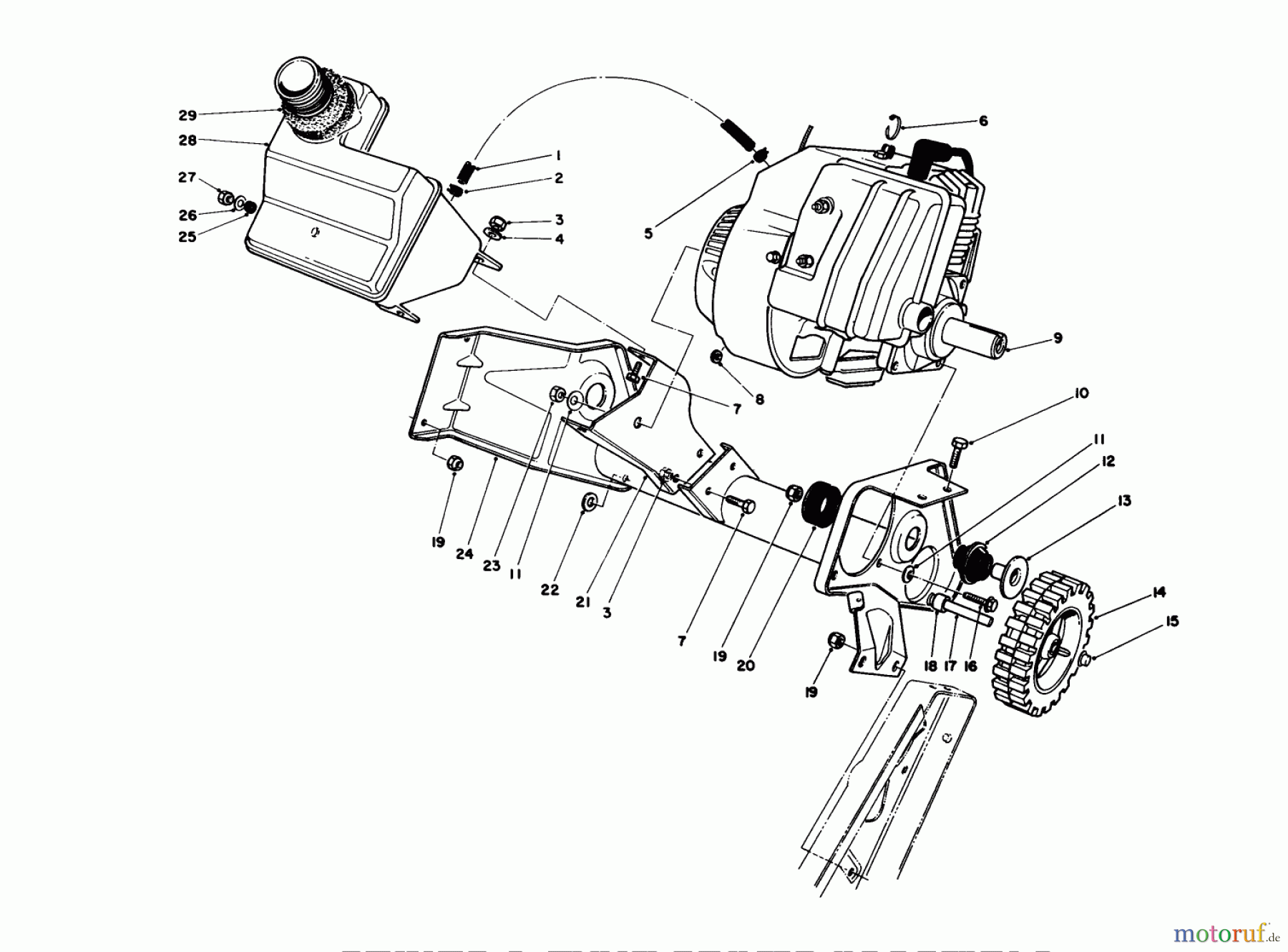  Toro Neu Snow Blowers/Snow Throwers Seite 1 38180 - Toro CCR 2000 Snowthrower, 1987 (7000001-7999999) ENGINE & MAIN FRAME ASSEMBLY