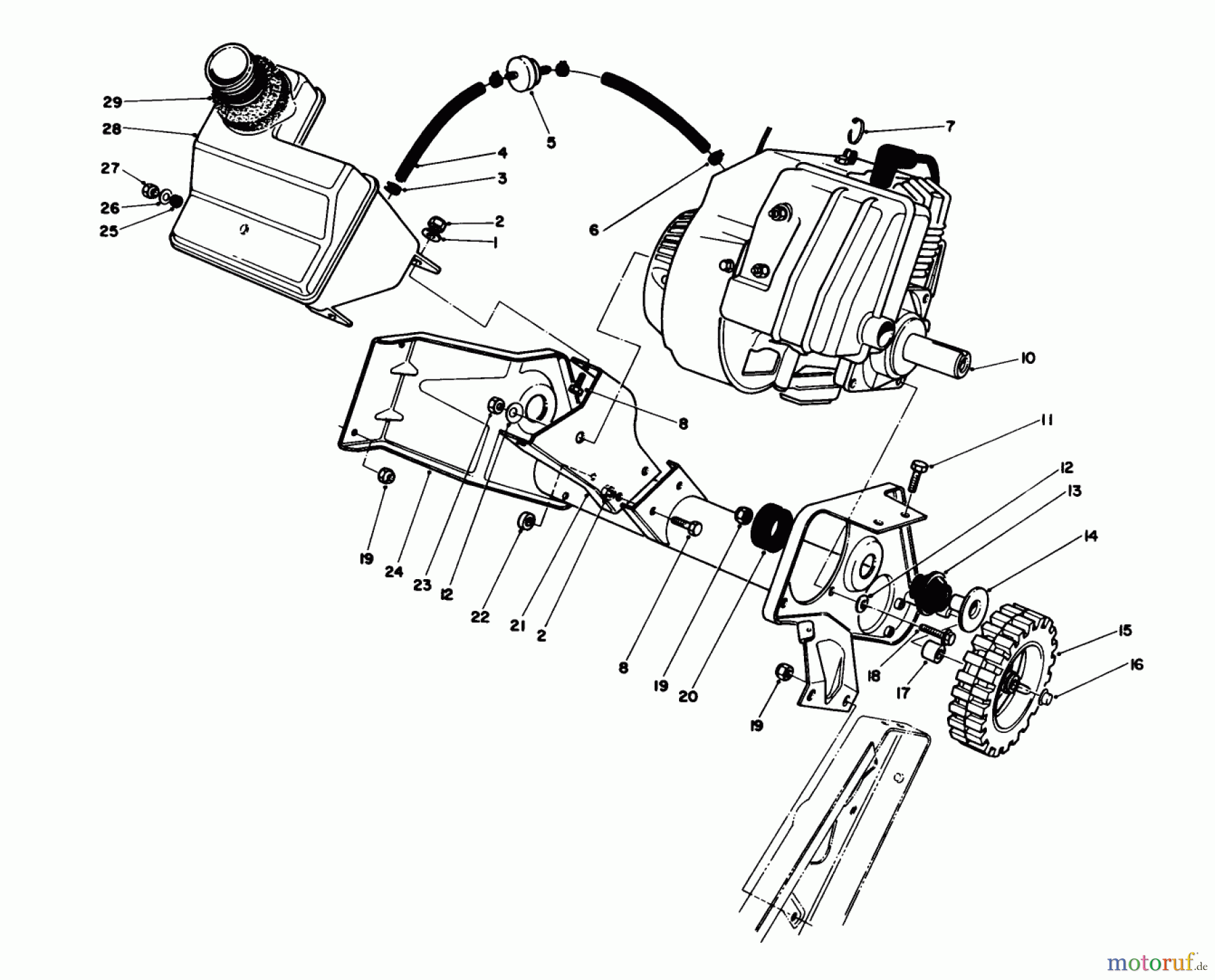  Toro Neu Snow Blowers/Snow Throwers Seite 1 38180 - Toro CCR 2000 Snowthrower, 1992 (2000001-2999999) ENGINE & MAIN FRAME ASSEMBLY
