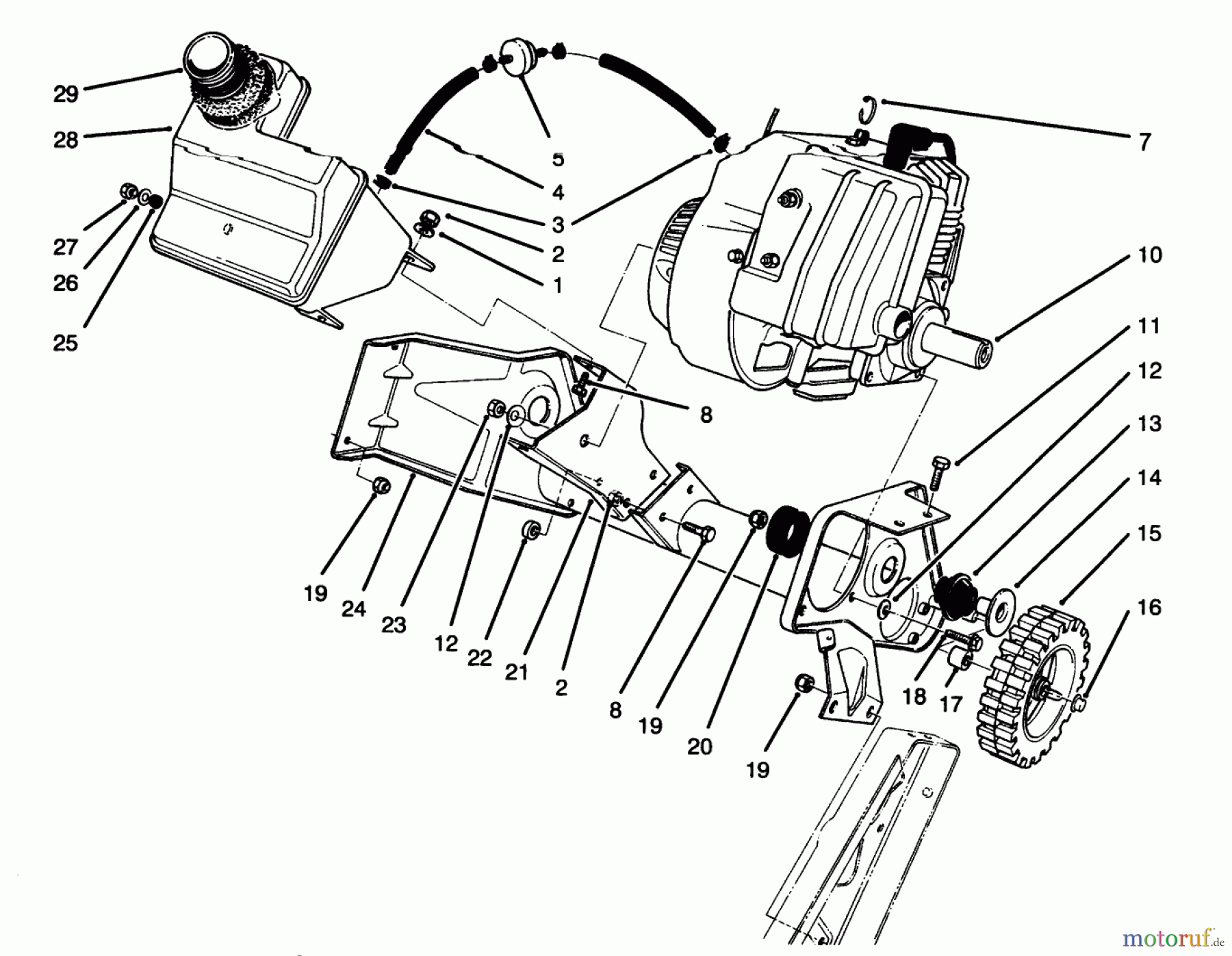  Toro Neu Snow Blowers/Snow Throwers Seite 1 38181 - Toro CCR 2000 Snowthrower, 1996 (6900001-6999999) ENGINE & MAIN FRAME ASSEMBLY