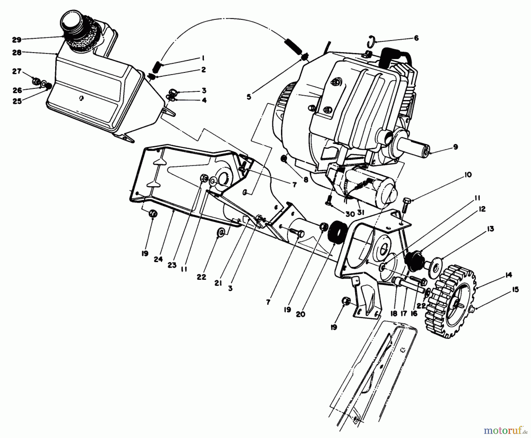 Toro Neu Snow Blowers/Snow Throwers Seite 1 38185 - Toro CCR 2000 Snowthrower, 1987 (7000001-7999999) ENGINE & MAIN FRAME ASSEMBLY