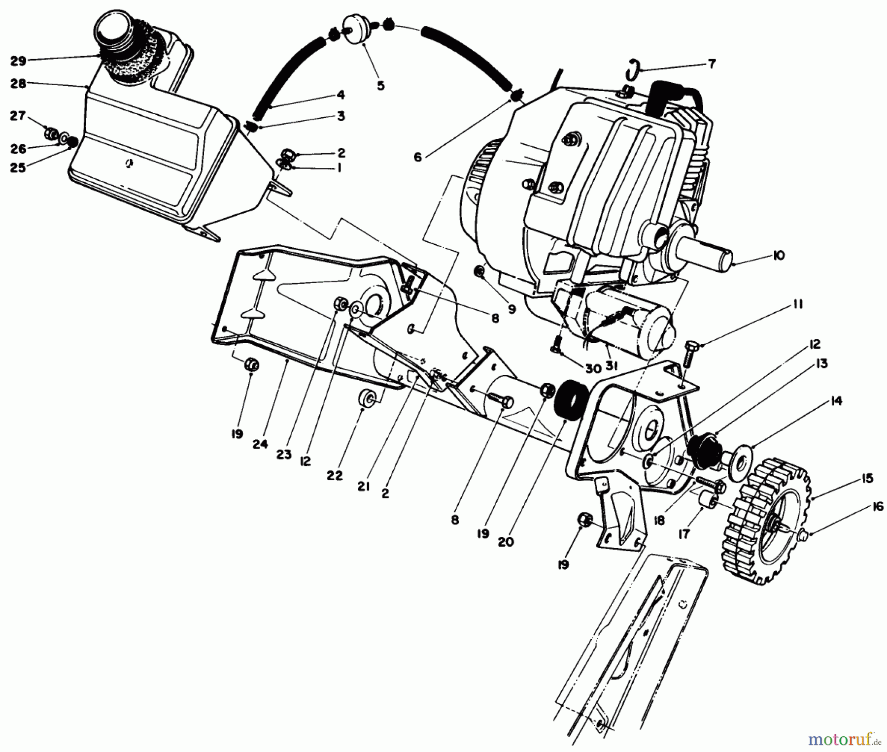  Toro Neu Snow Blowers/Snow Throwers Seite 1 38185 - Toro CCR 2000 Snowthrower, 1990 (0000001-0999999) ENGINE & MAIN FRAME ASSEMBLY