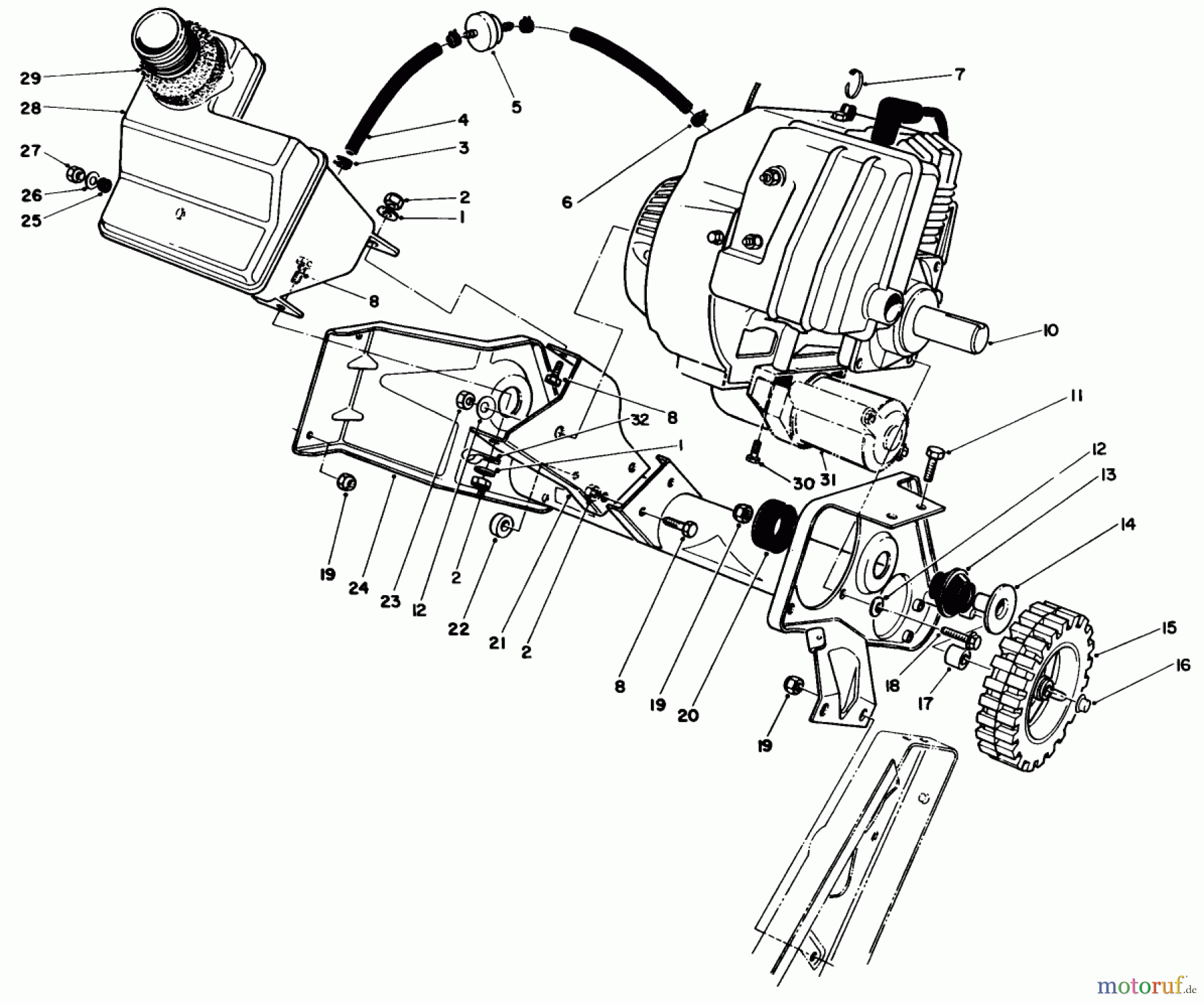  Toro Neu Snow Blowers/Snow Throwers Seite 1 38186 - Toro CCR 2000 Snowthrower, 1992 (2000001-2999999) ENGINE & MAIN FRAME ASSEMBLY