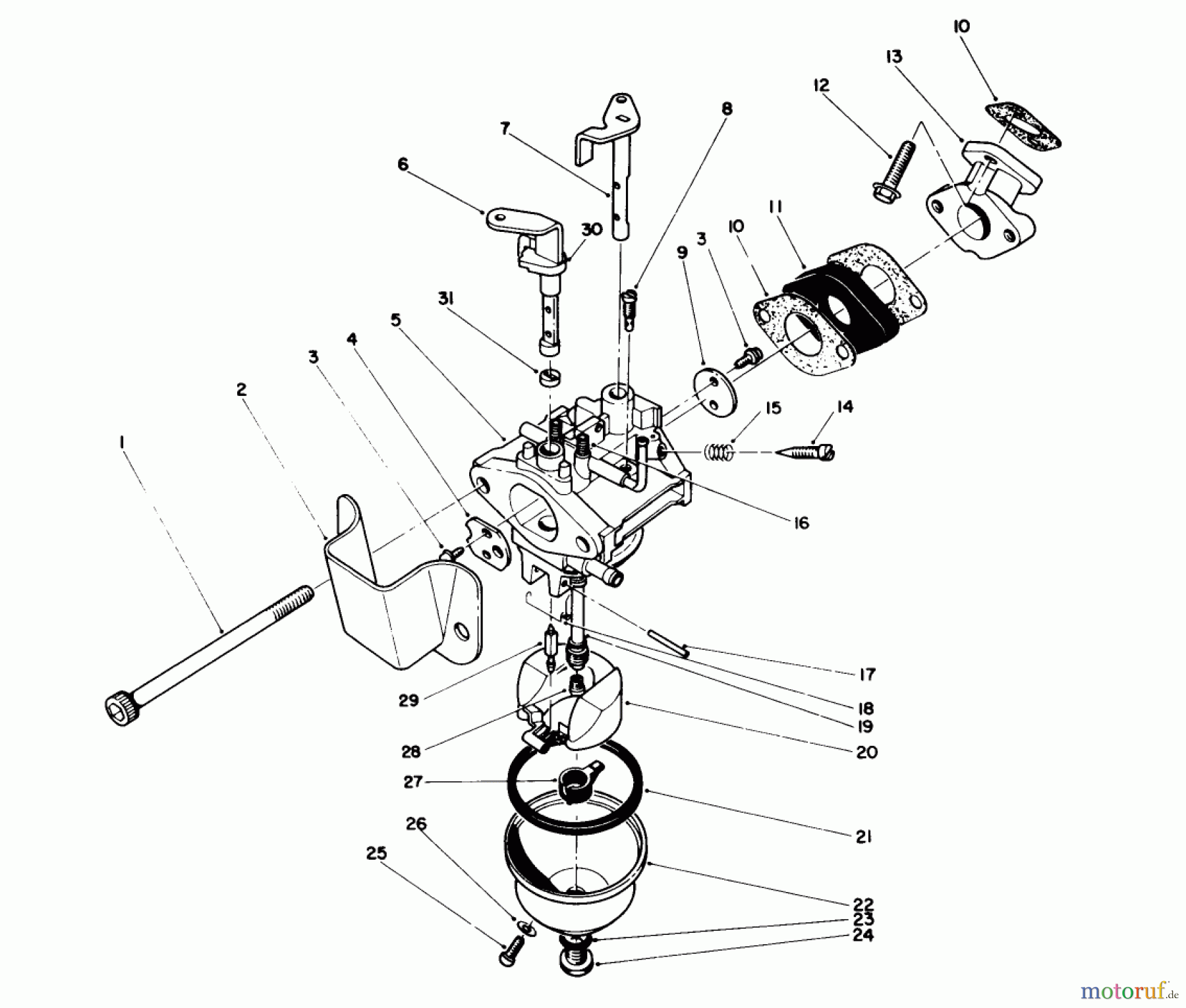  Toro Neu Snow Blowers/Snow Throwers Seite 1 38186 - Toro CCR 2000 Snowthrower, 1993 (3900001-3999999) CARBURETOR ASSEMBLY (ENGINE MODEL NO. 47PM1-5)