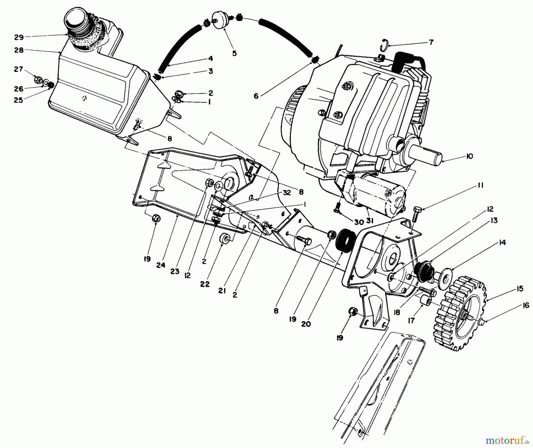  Toro Neu Snow Blowers/Snow Throwers Seite 1 38186 - Toro CCR 2000 Snowthrower, 1993 (3900001-3999999) ENGINE & MAIN FRAME ASSEMBLY
