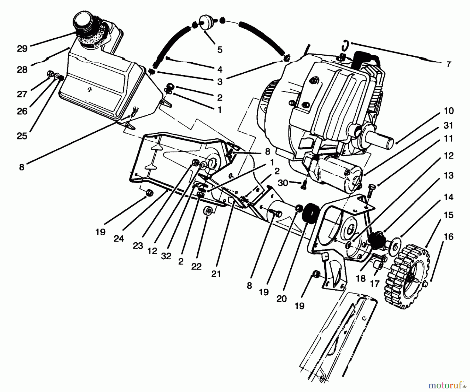  Toro Neu Snow Blowers/Snow Throwers Seite 1 38185 - Toro CCR 2000 Snowthrower, 1996 (6900001-6999999) ENGINE & MAIN FRAME ASSEMBLY