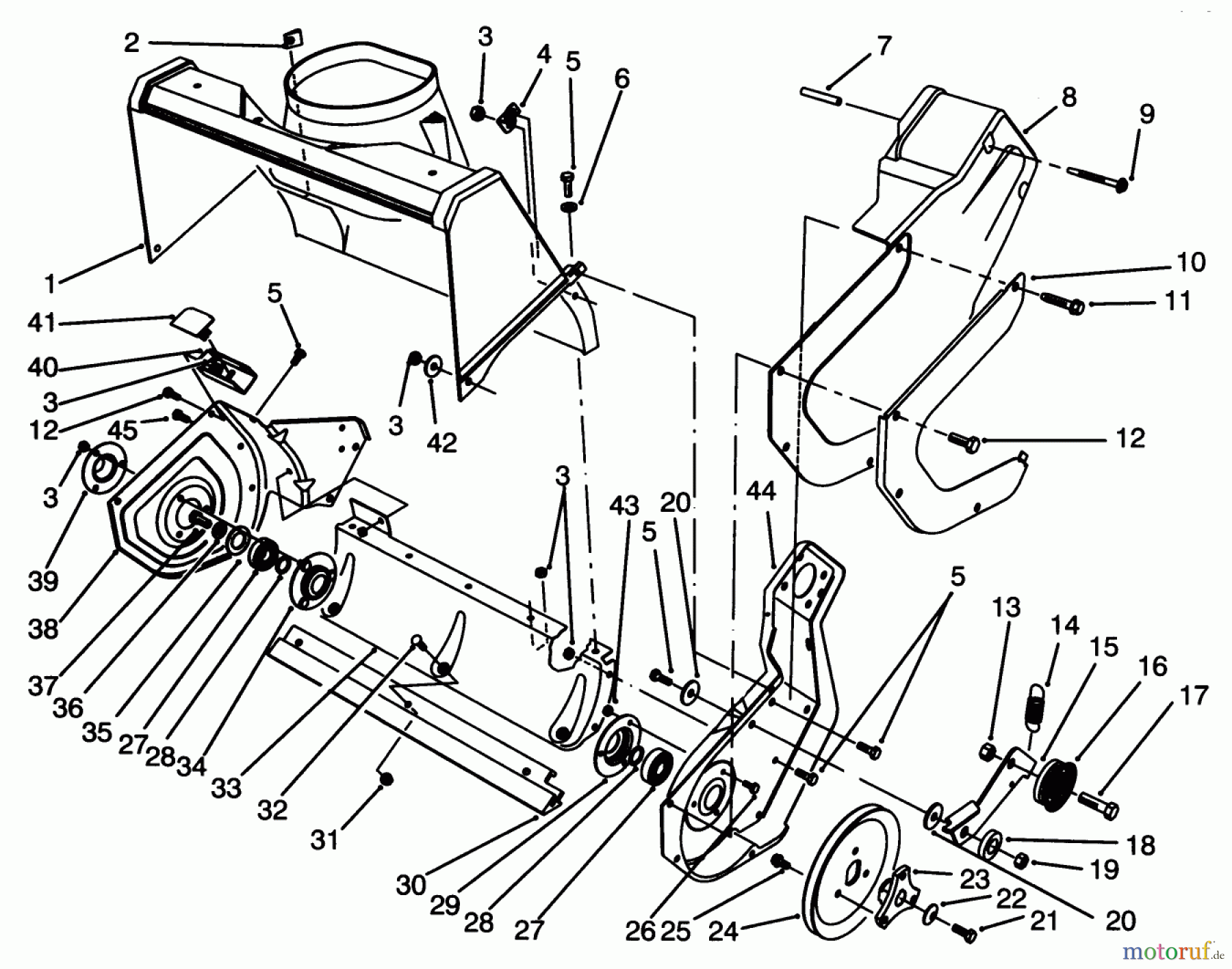  Toro Neu Snow Blowers/Snow Throwers Seite 1 38195 - Toro CCR 1000 Snowthrower, 1994 (49000001-49999999) ROTOR HOUSING ASSEMBLY