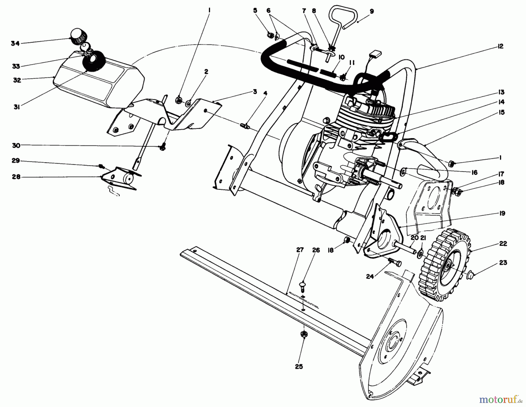  Toro Neu Snow Blowers/Snow Throwers Seite 1 38232 (S-200) - Toro S-200 Snowthrower, 1983 (3000001-3999999) ENGINE ASSEMBLY