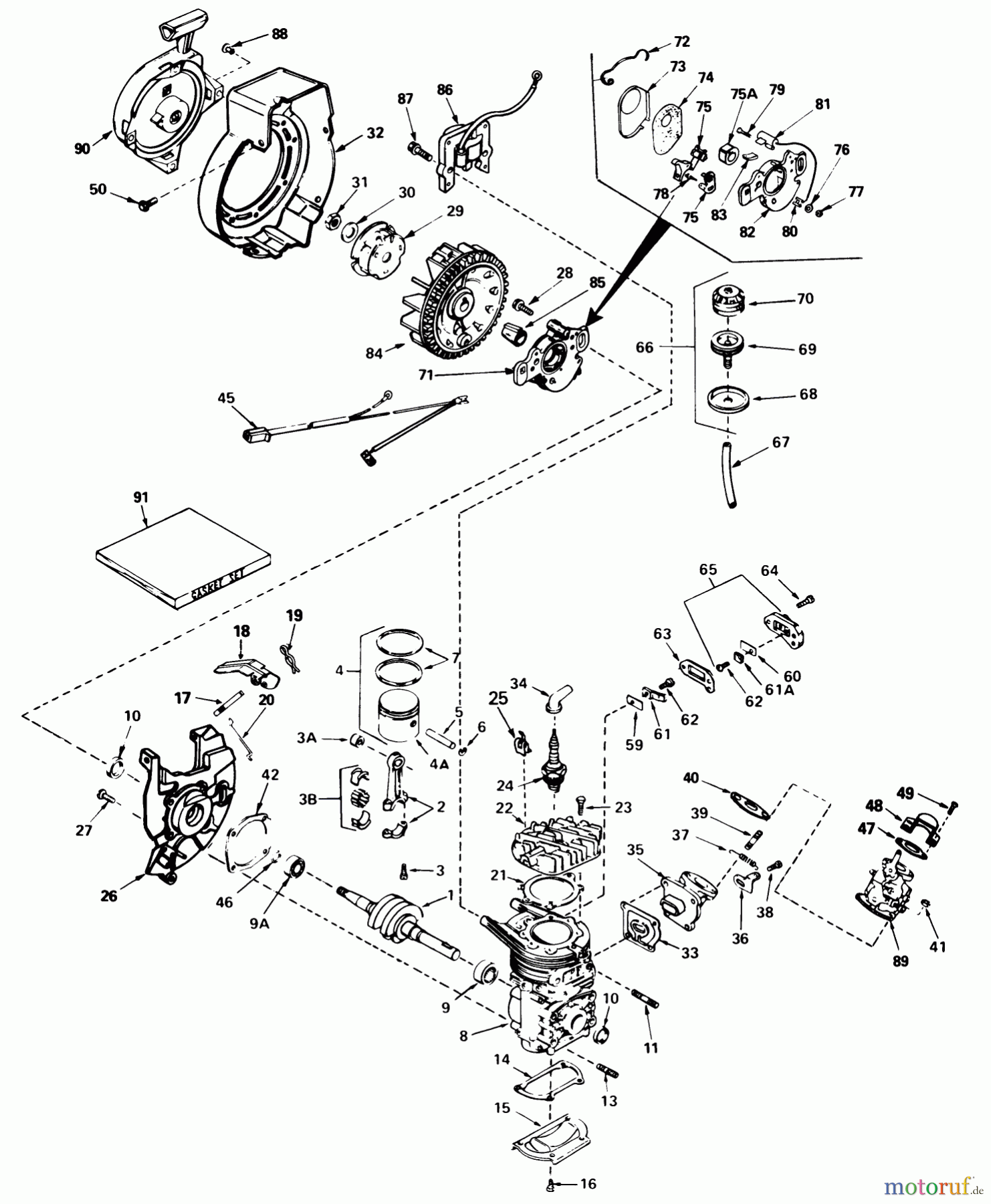  Toro Neu Snow Blowers/Snow Throwers Seite 1 38232 (S-200) - Toro S-200 Snowthrower, 1983 (3000001-3999999) ENGINE ASSEMBLY ENGINE TECUMSEH MODEL NO. AH520 TYPE 1602, 1602AAND 1602B