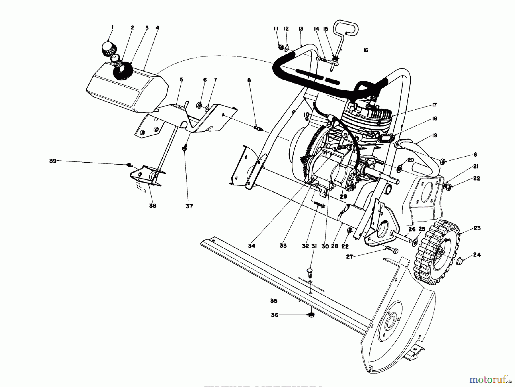  Toro Neu Snow Blowers/Snow Throwers Seite 1 38235 (S-200) - Toro S-200 Snowthrower, 1981 (1000001-1999999) ENGINE ASSEMBLY