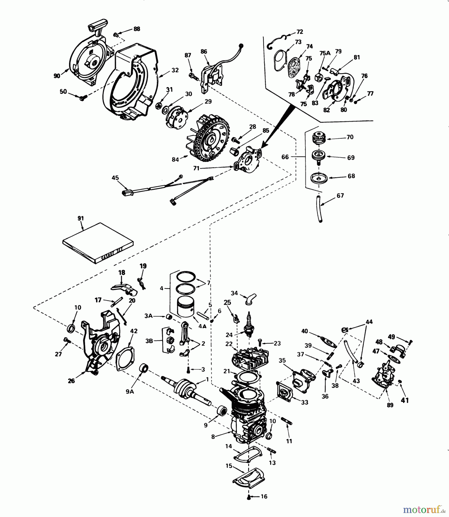  Toro Neu Snow Blowers/Snow Throwers Seite 1 38235 (S-200) - Toro S-200 Snowthrower, 1982 (2000001-2999999) ENGINE ASSEMBLY (ENGINE TECUMSEH MODEL NO. AH520 TYPE 1603A)