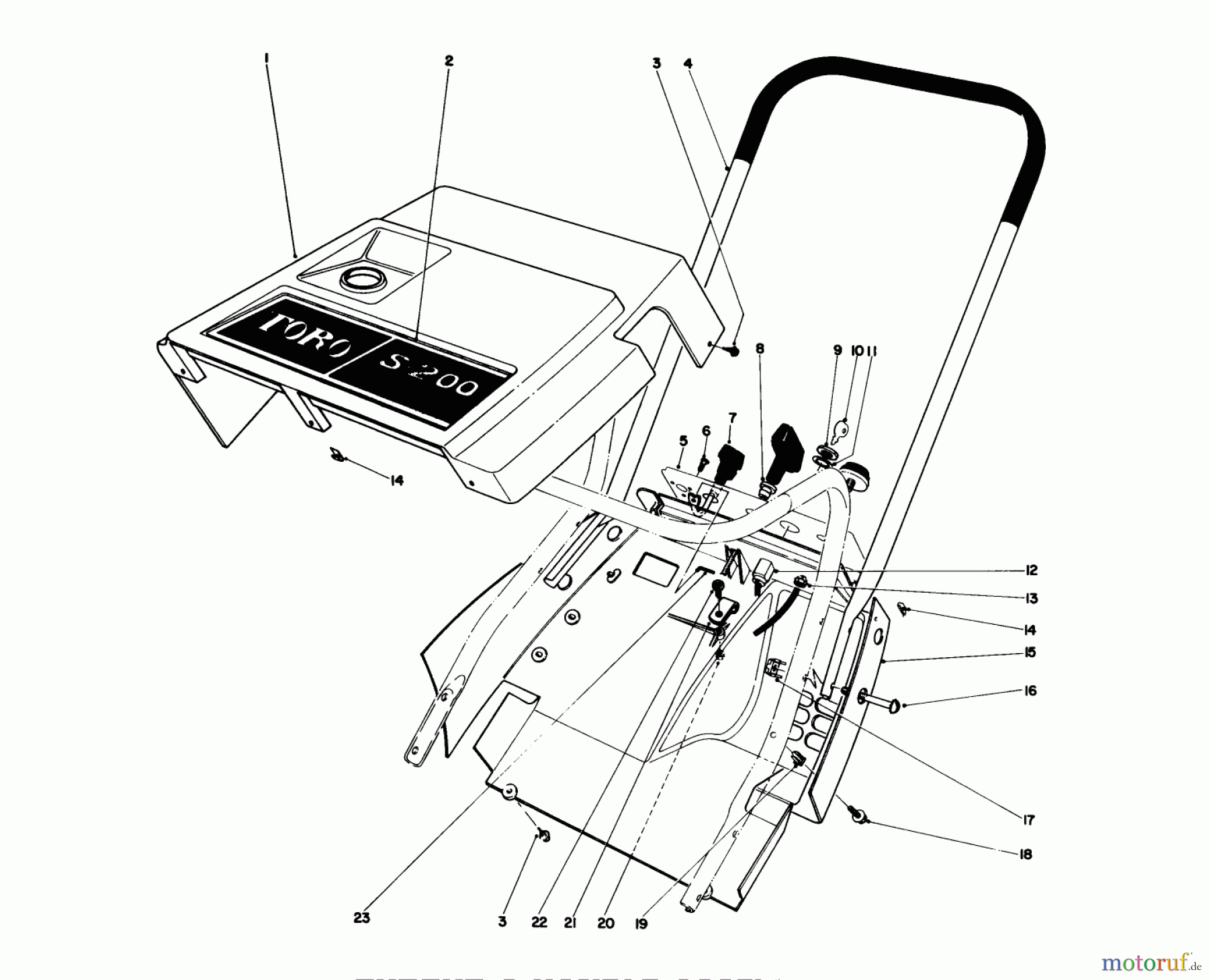  Toro Neu Snow Blowers/Snow Throwers Seite 1 38235 (S-200) - Toro S-200 Snowthrower, 1982 (2000001-2999999) SHROUD & HANDLE ASSEMBLY