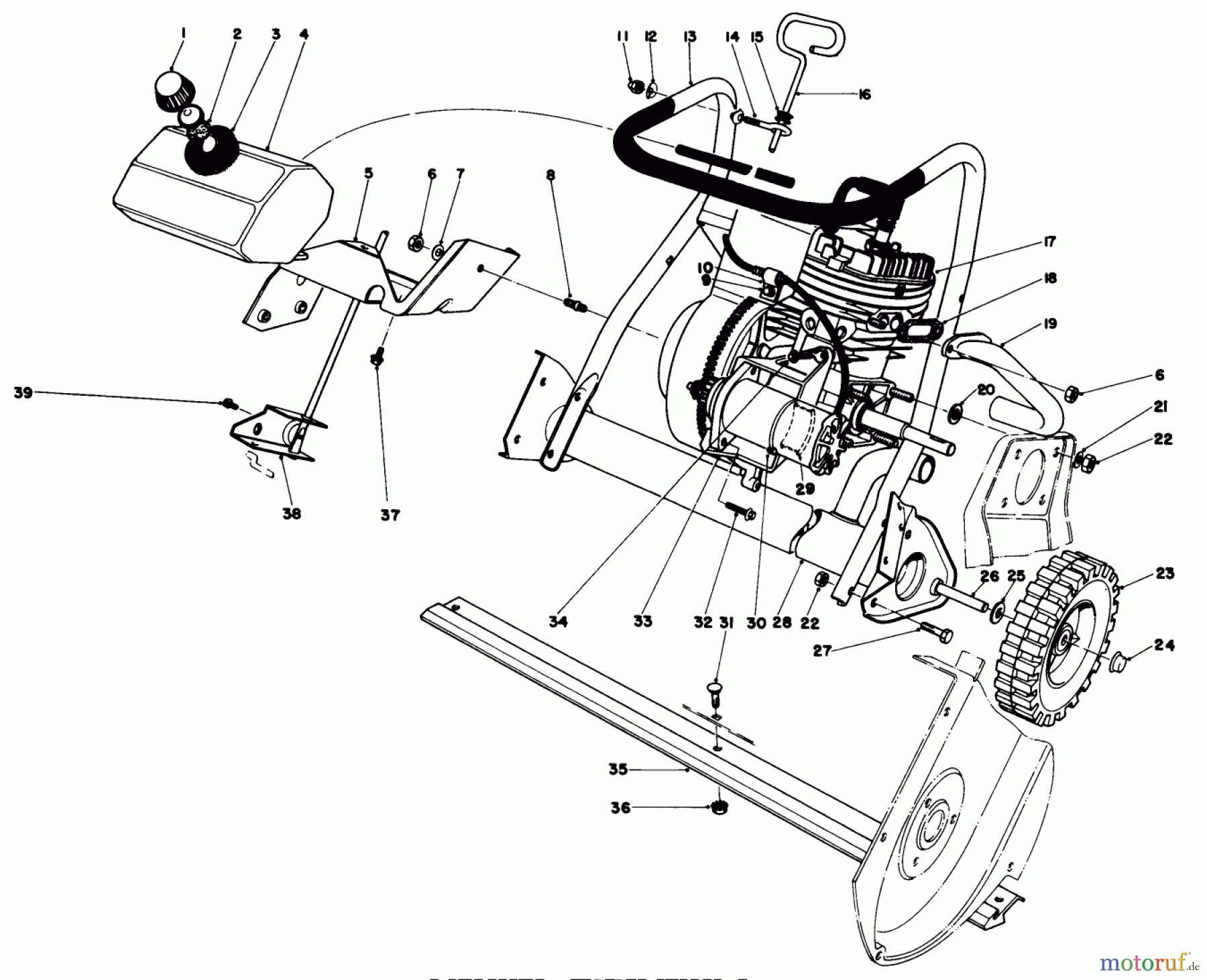  Toro Neu Snow Blowers/Snow Throwers Seite 1 38235 (S-200) - Toro S-200 Snowthrower, 1983 (3000001-3999999) ENGINE ASSEMBLY