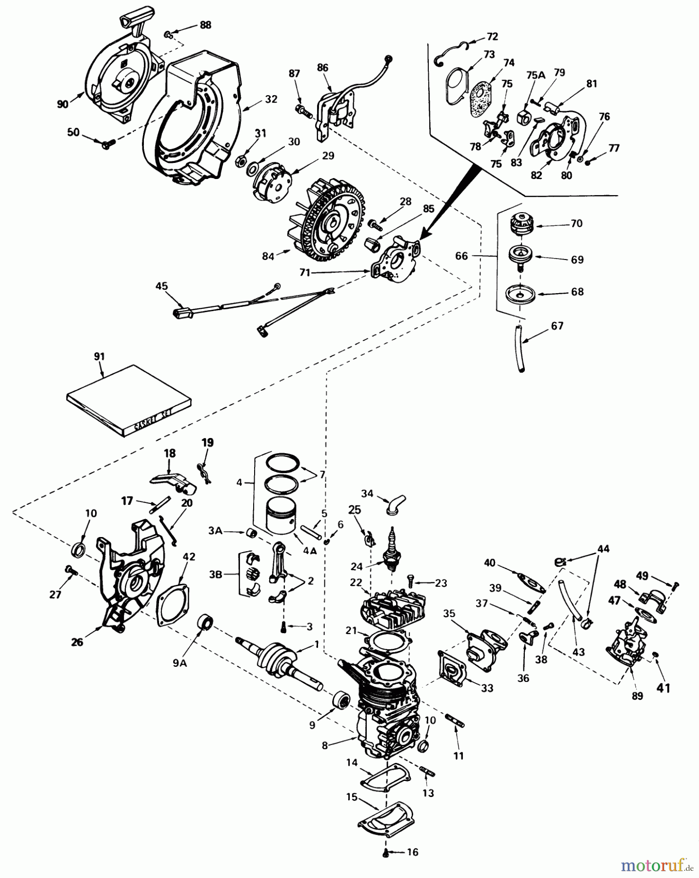  Toro Neu Snow Blowers/Snow Throwers Seite 1 38235 (S-200) - Toro S-200 Snowthrower, 1983 (3000001-3999999) ENGINE ASSEMBLY ENGINE TECUMSEH MODEL NO. AH520 TYPE 1603B