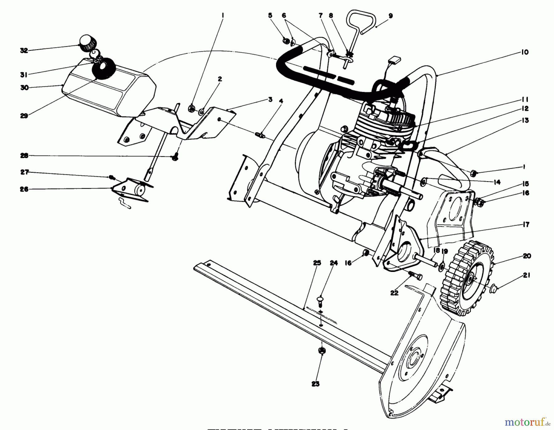 Toro Neu Snow Blowers/Snow Throwers Seite 1 38242 (S-200) - Toro S-200 Snowthrower, 1983 (3000001-3999999) ENGINE ASSEMBLY